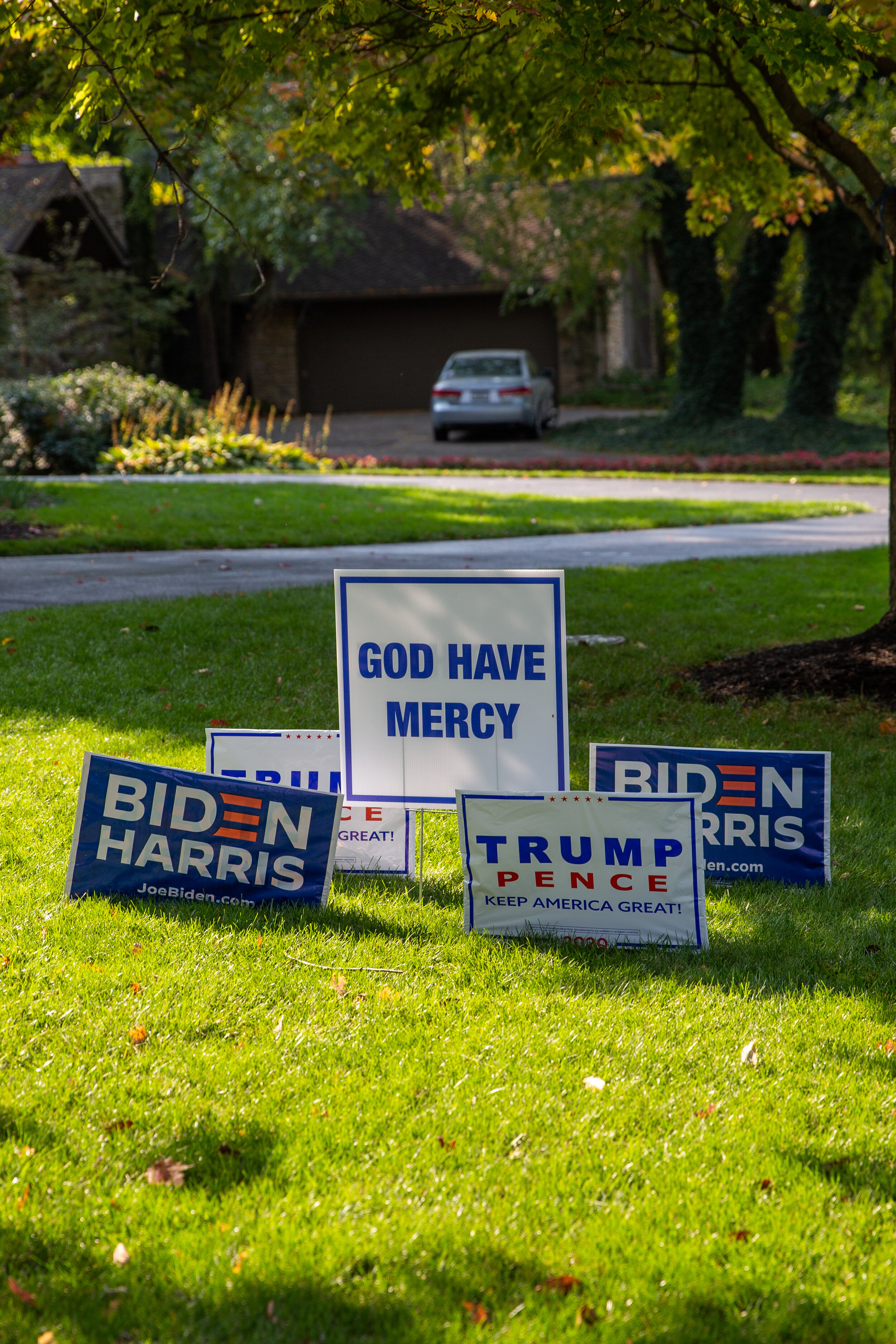 Signs for both President Trump and Vice President Biden outside a home
