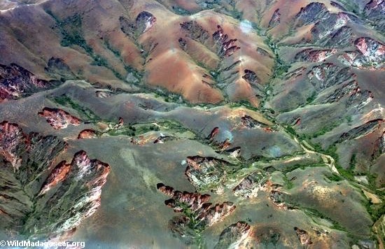 Aerial view of eroded Malagasy highlands. Photo: Wildmadagascar.org