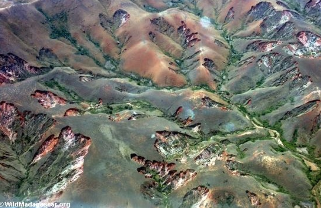 Aerial view of eroded Malagasy highlands. Photo © Wildmadagascar.org
