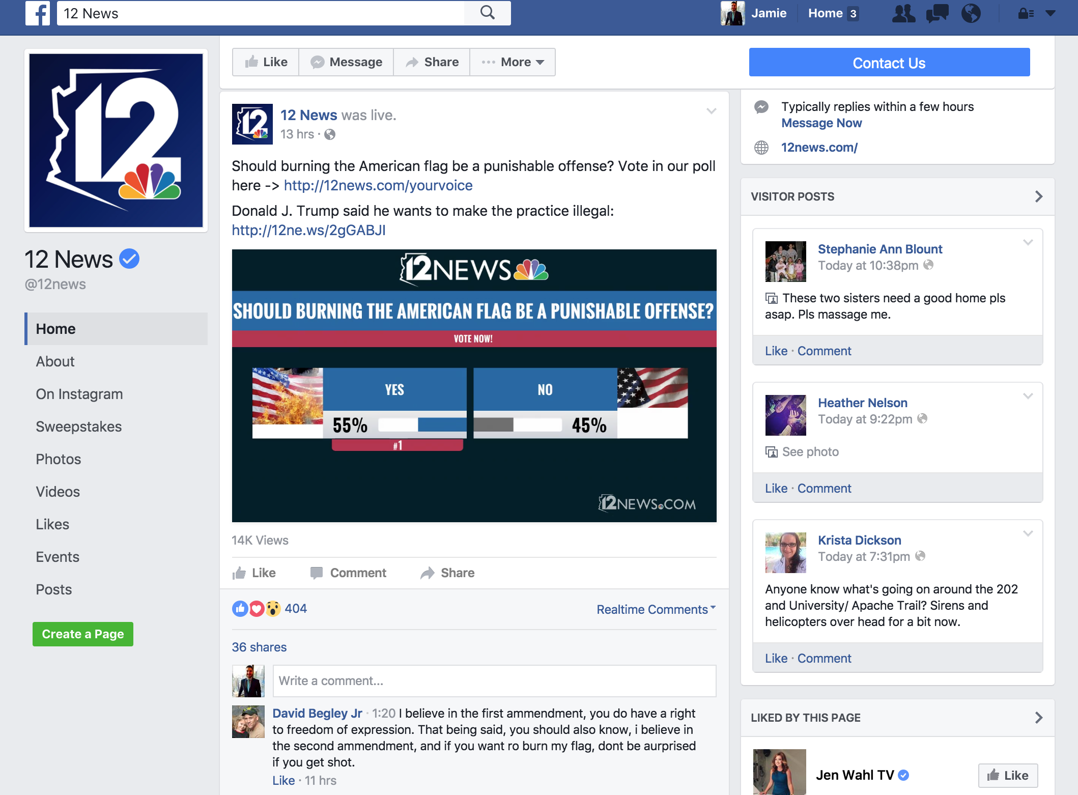 Phoenix's KPNX/12News runs a long-term poll on Facebook Live.