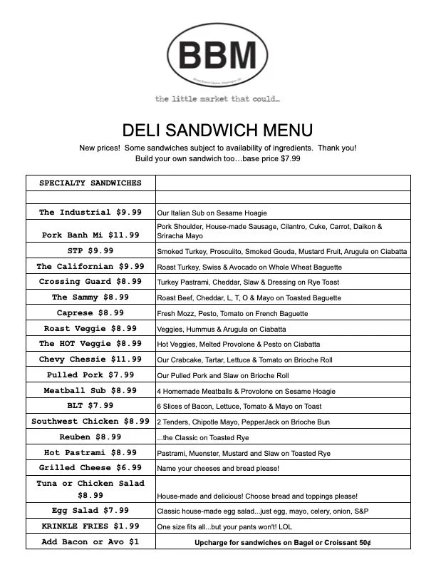 Menu — Broad Branch Market