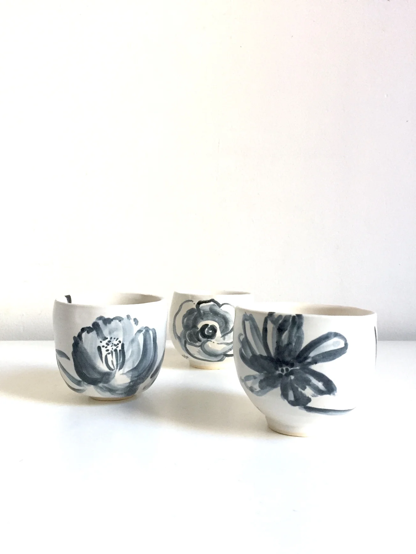 Hand painted ceramic flower cups 1-3