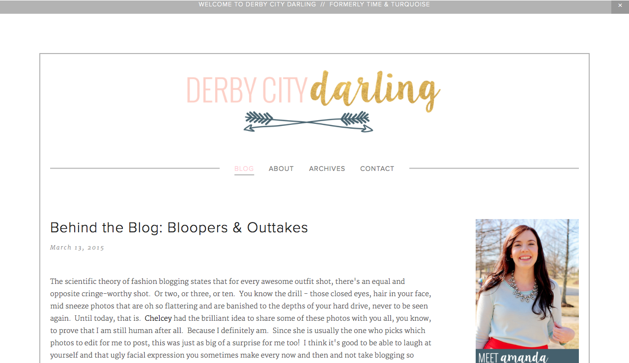 Derby City Darling blog design