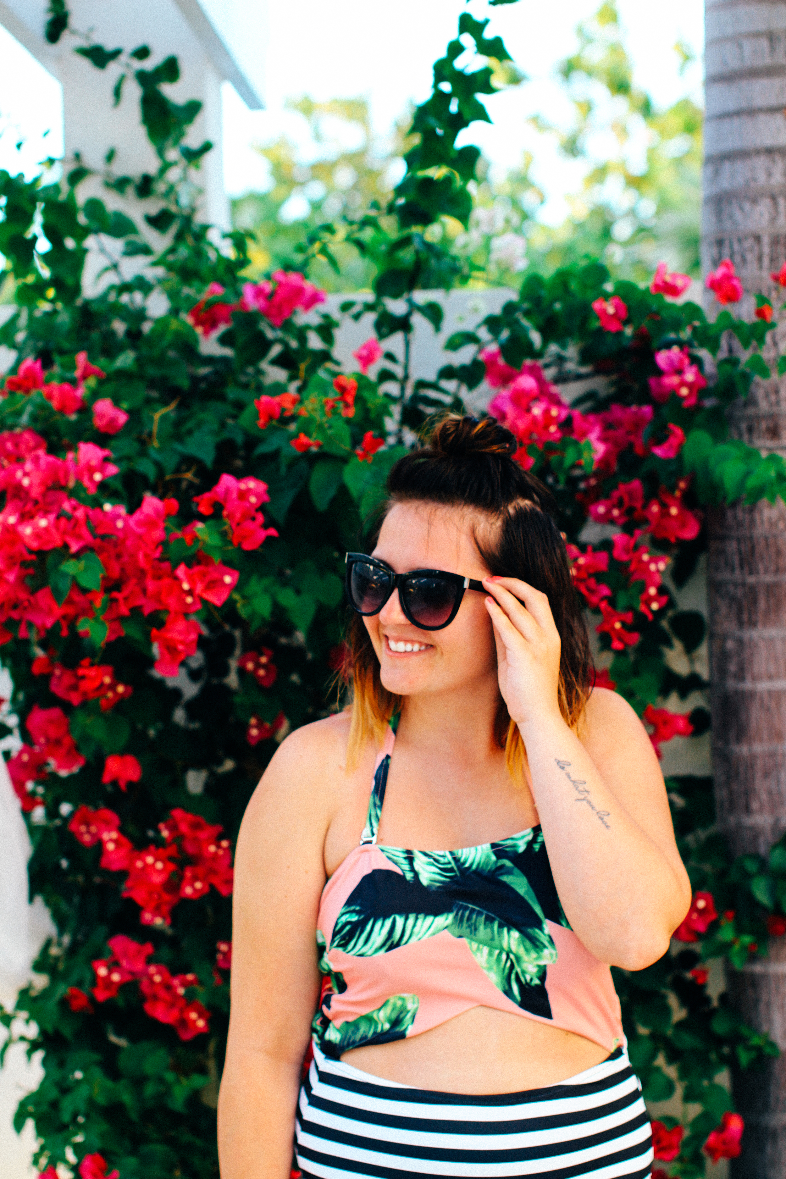 Palm Prints + Stripes @albionfit via chelceytate.com