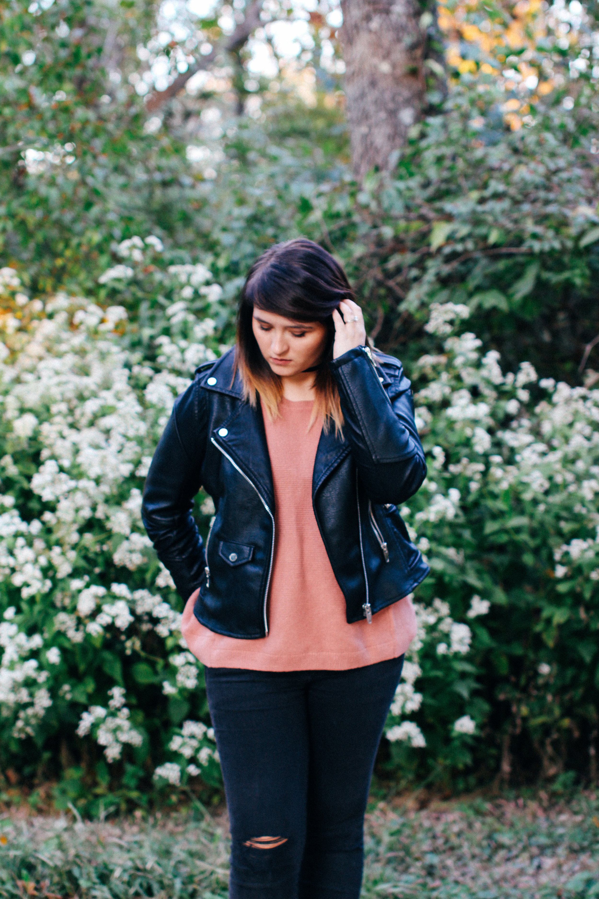 Leather + Blush ft @urbanoutfitters @nordstrom @madewell via chelceytate.com