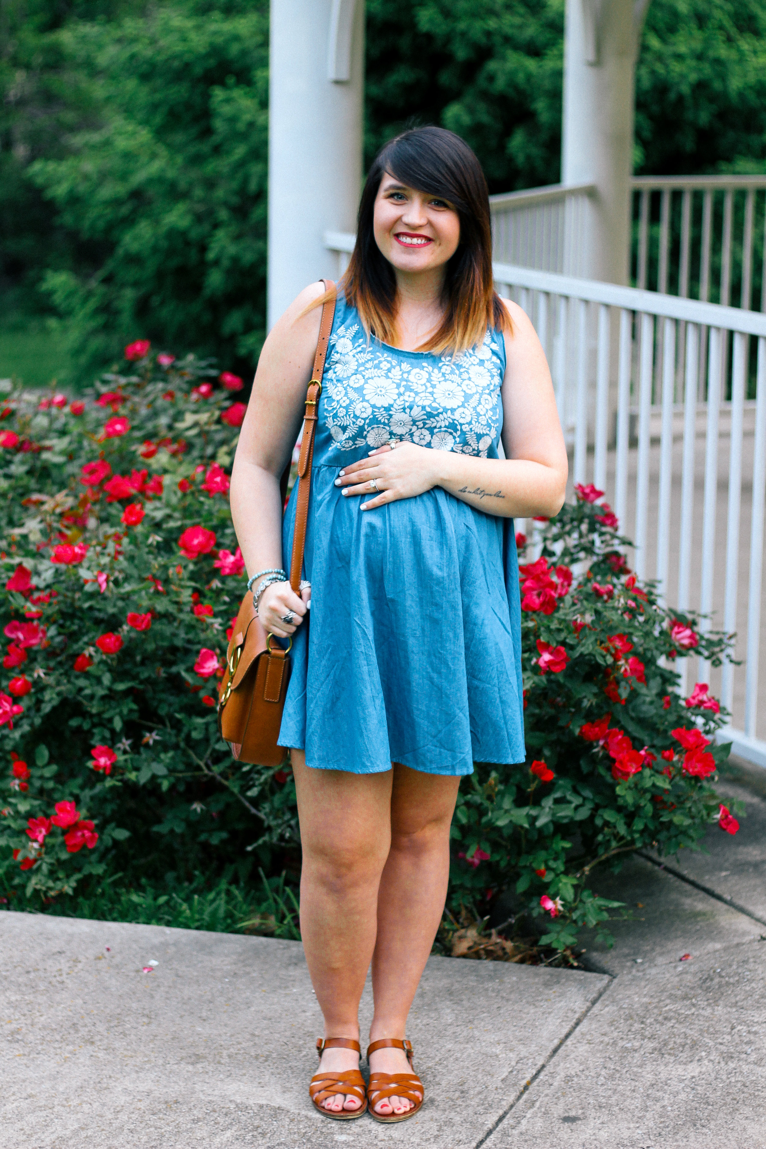 Embroidered Babydoll Chambray Dress Summer Style via www.chelceytate.com