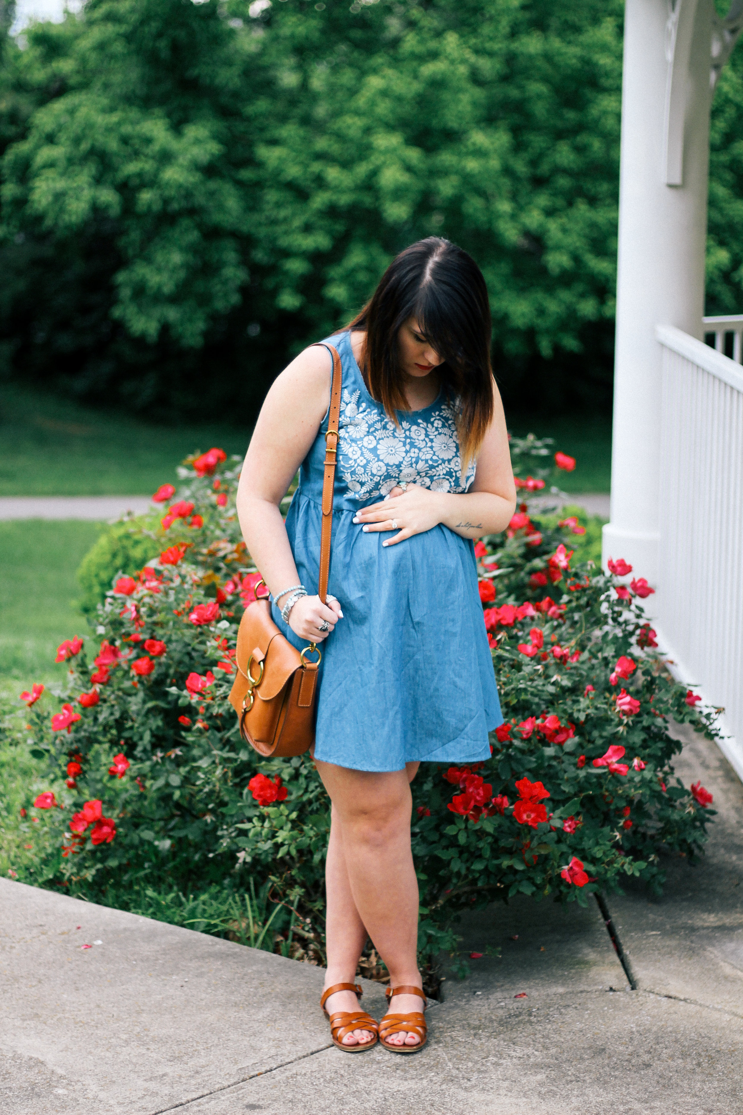 Embroidered Babydoll Chambray Dress Summer Style via www.chelceytate.com