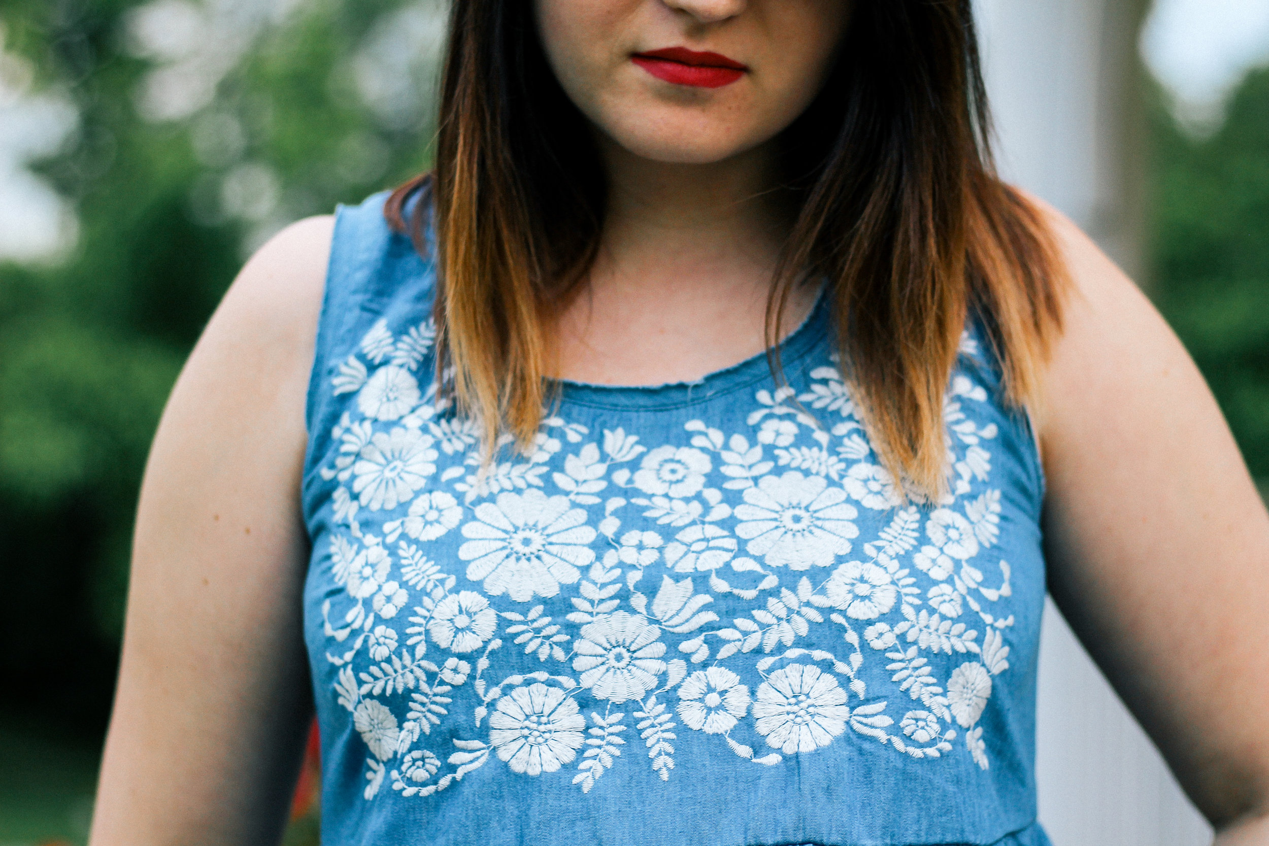 Embroidered Babydoll Chambray Dress Summer Style via www.chelceytate.com