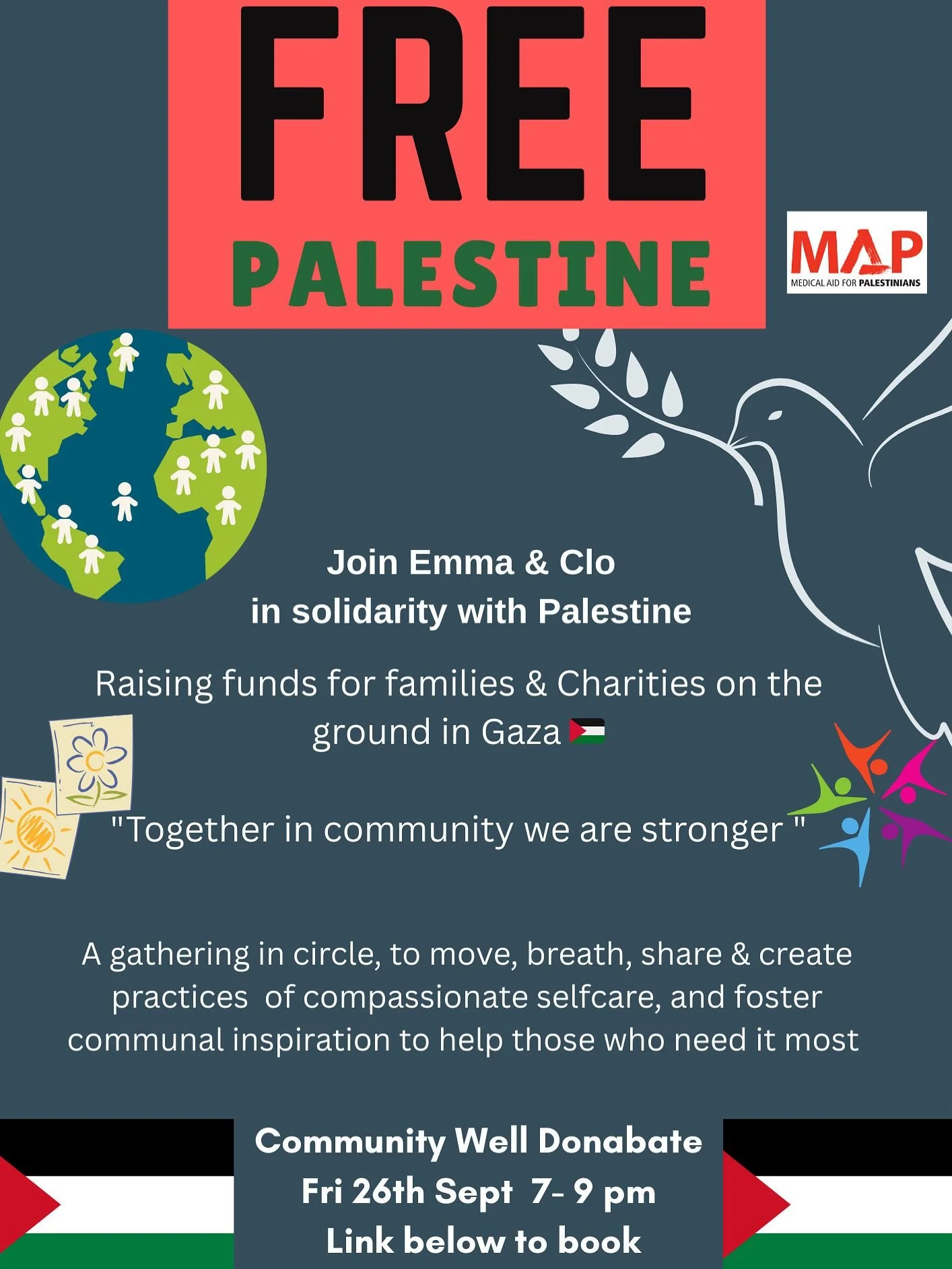 A night of communal gathering in support of a Free Palestine with Emma & Clodagh