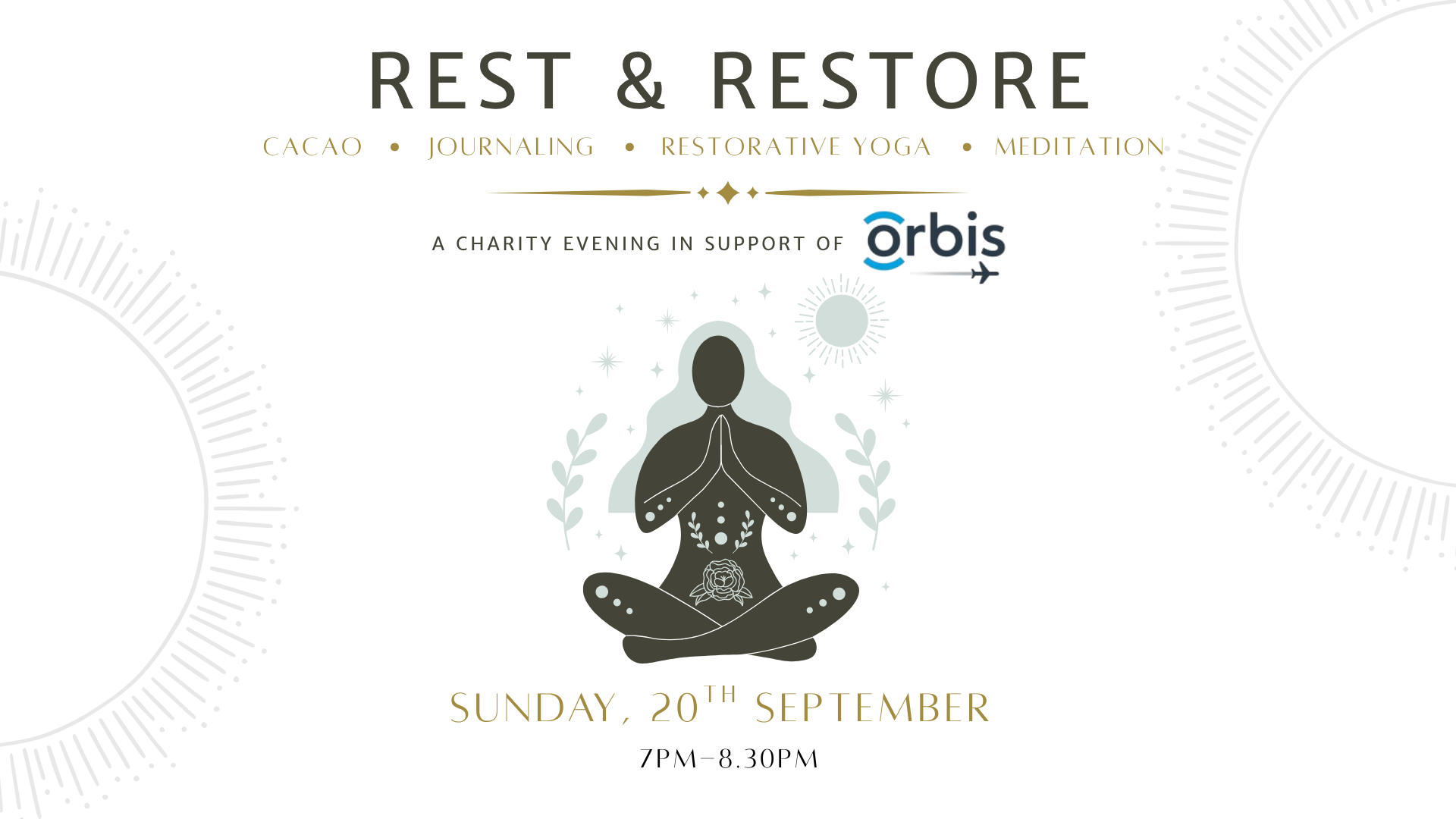 Rest &amp; Restore – Cacao, Journaling &amp; Restorative Yoga in Support of Orbis with Selene