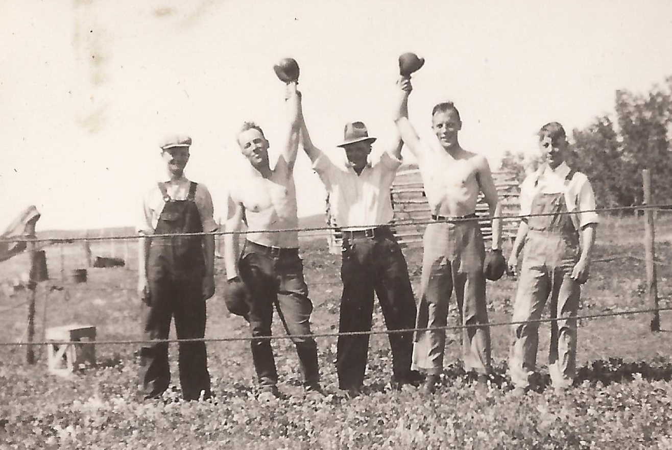 My grandpa's friends making their own fun in the 1930/1940s.