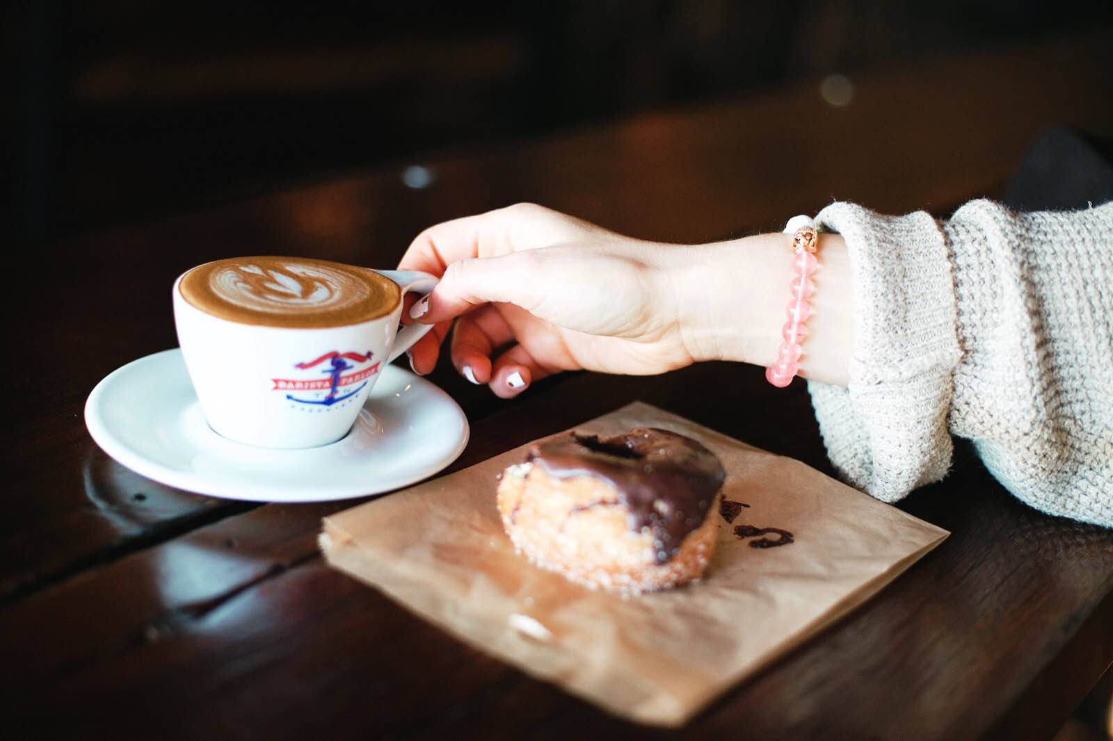 Loving donuts from Five Daughter's Bakery and cappuccinos from Barista Parlor.