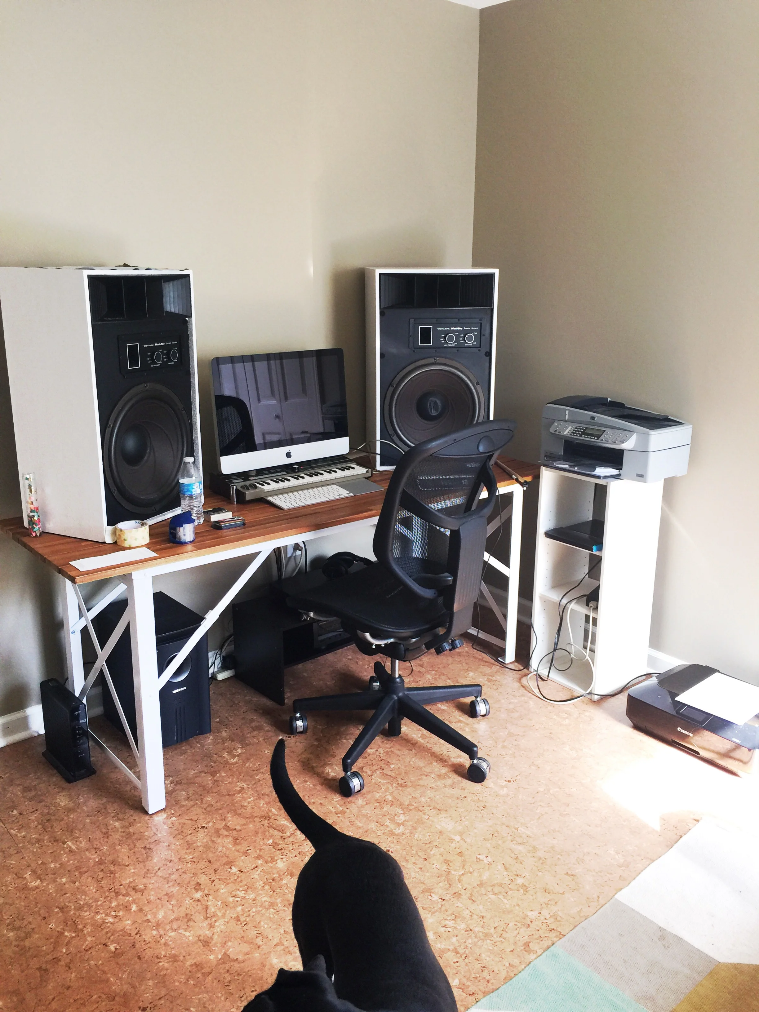Our studio is still coming together as well. The FLOORS! Thinking about moving the black and white rug in here? Not sure.