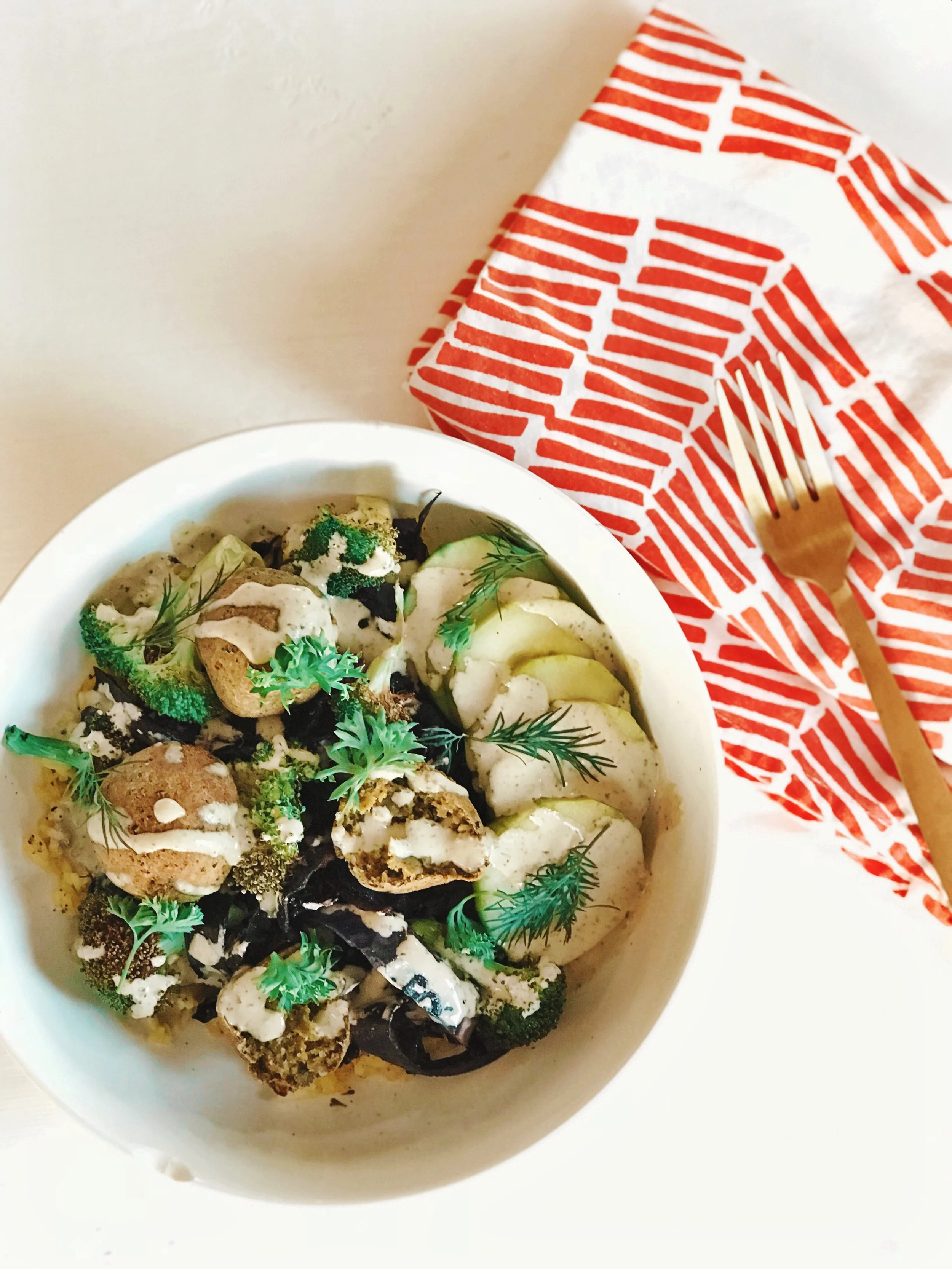 Air-Fryer Falafel & Tahini Dill Sauce