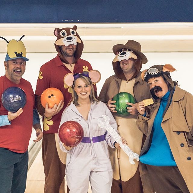 At this years Rollin&rsquo;, we sold out all 40 teams! Check out a few of many team highlights - Can&rsquo;t wait to see next year&rsquo;s team costumes 🎳 #visualinterest #rollinbowlingtournament #bowlero #charitybowling #charityevent #dogrescue #co