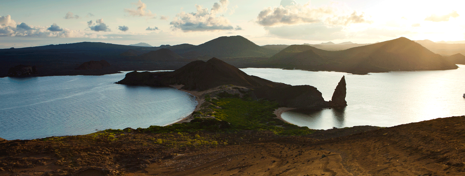 Pinnacle Rock, Bartolome Island with Santiago Island in the background.
