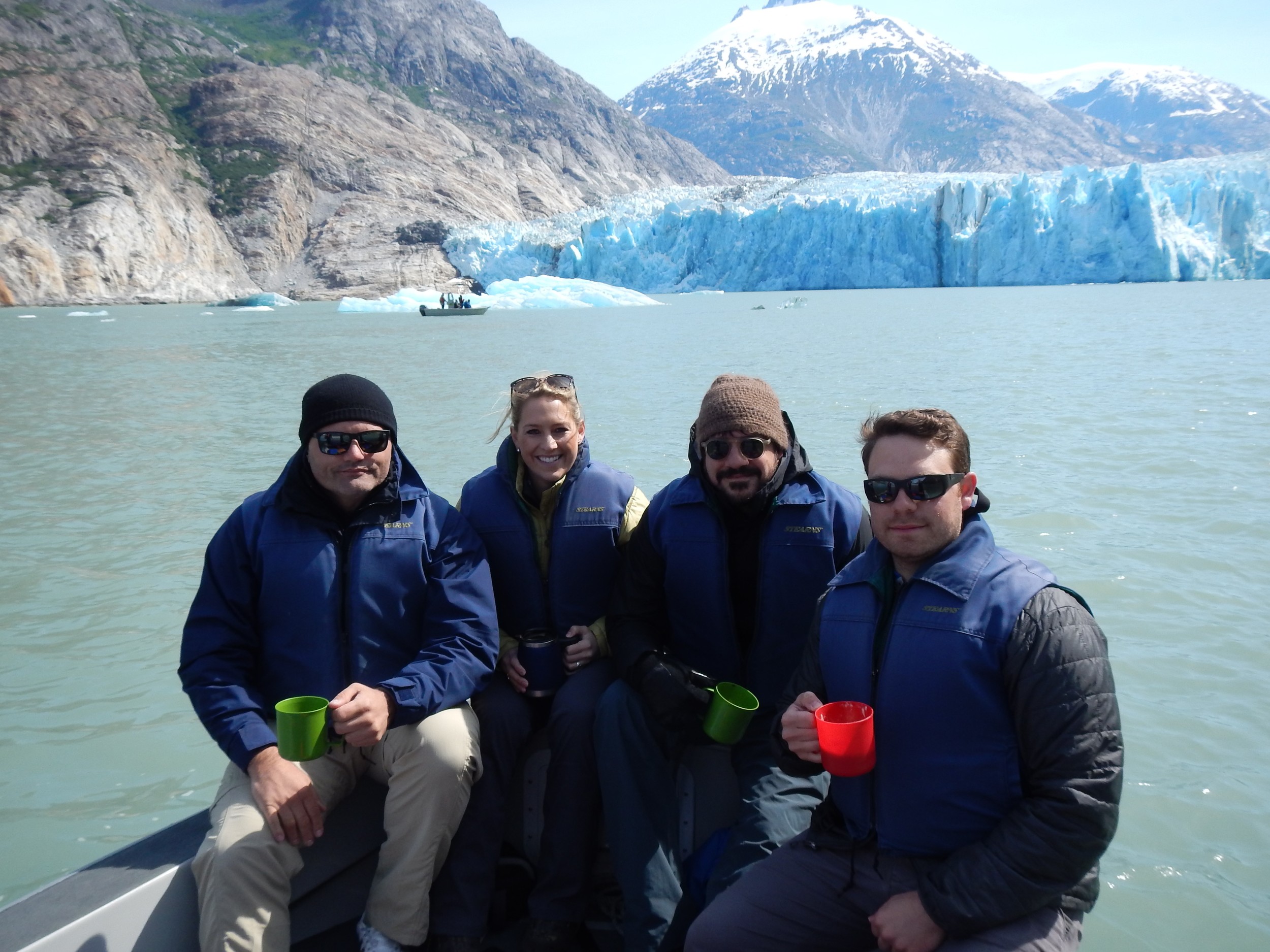 Sipping hot cocoa and exploring the glacier