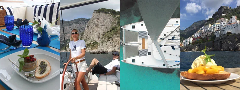 Exclusive six-guest private yacht charter: Explore Sicily, The Amalfi Coast, Sardinia and Corsica aboard a luxury catamaran, exploring hidden coves, historical sites, swimming, snorkeling and fine dining.