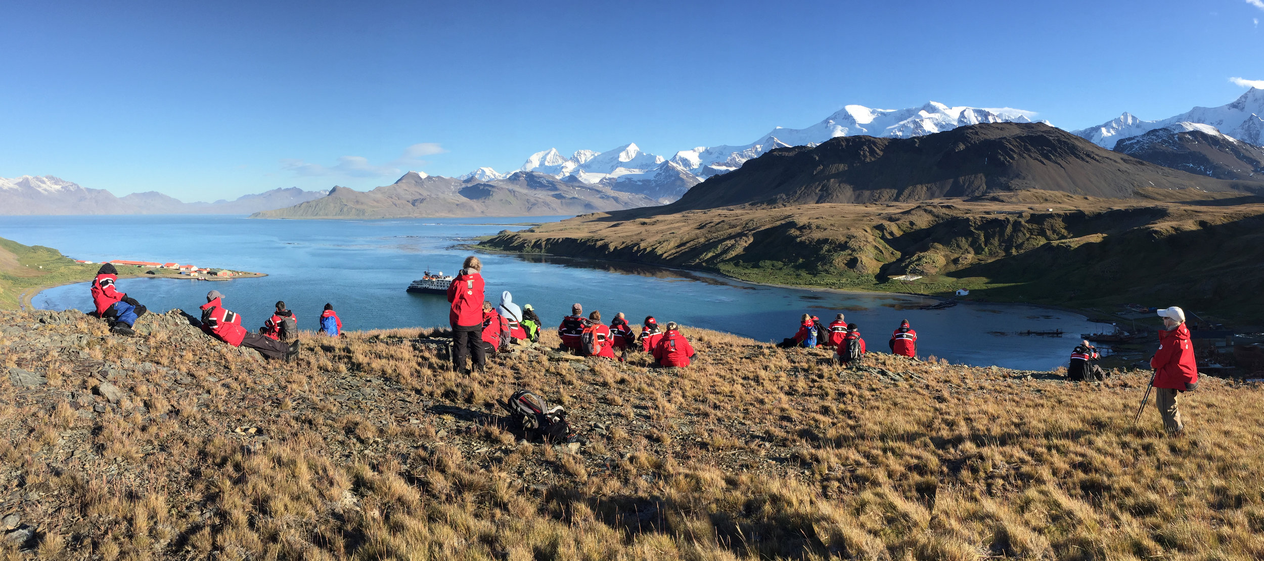 Copy of The harbor at Grytviken, with Shackleton's final resting place