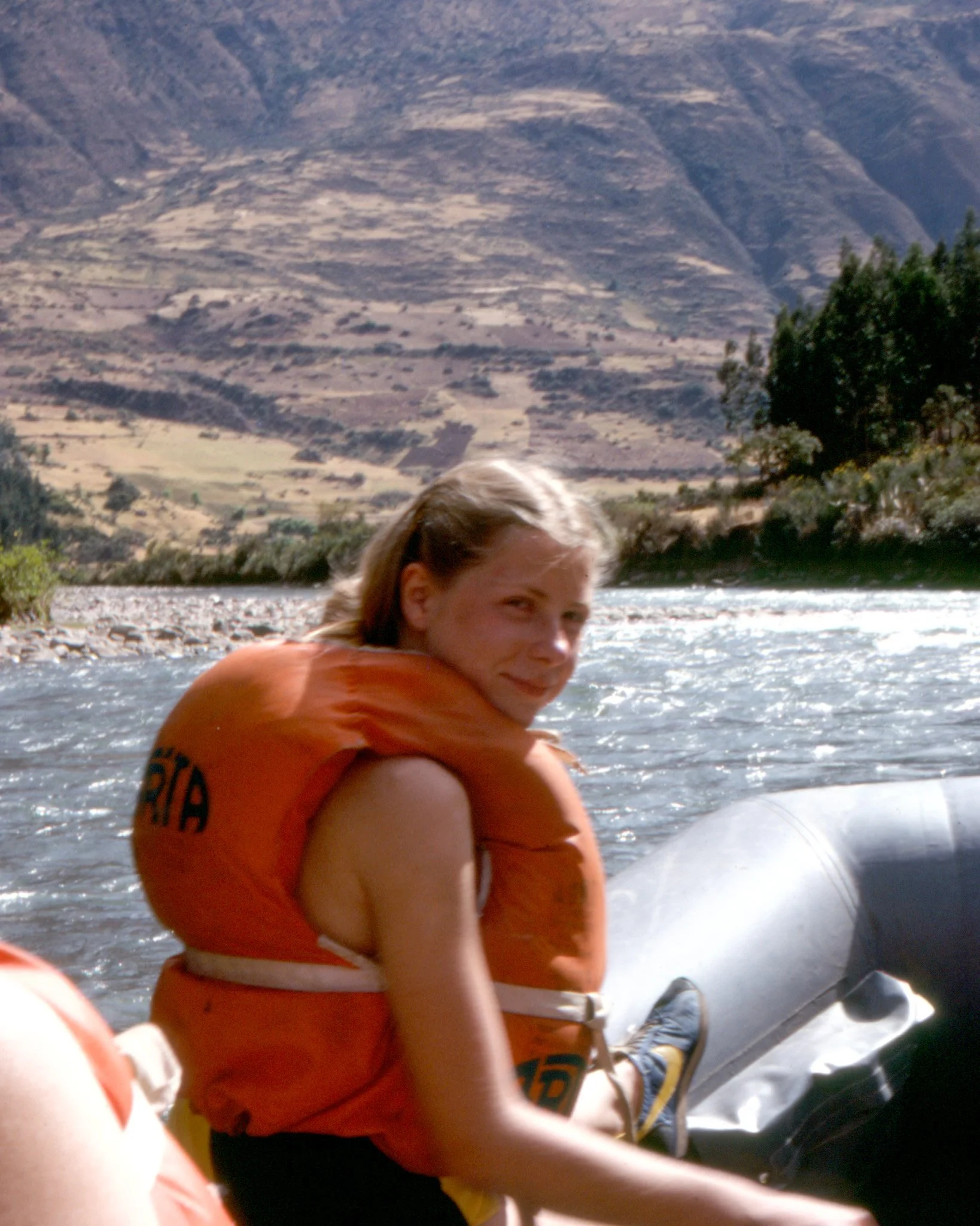Marika rafting on the Urubamba River in 1979