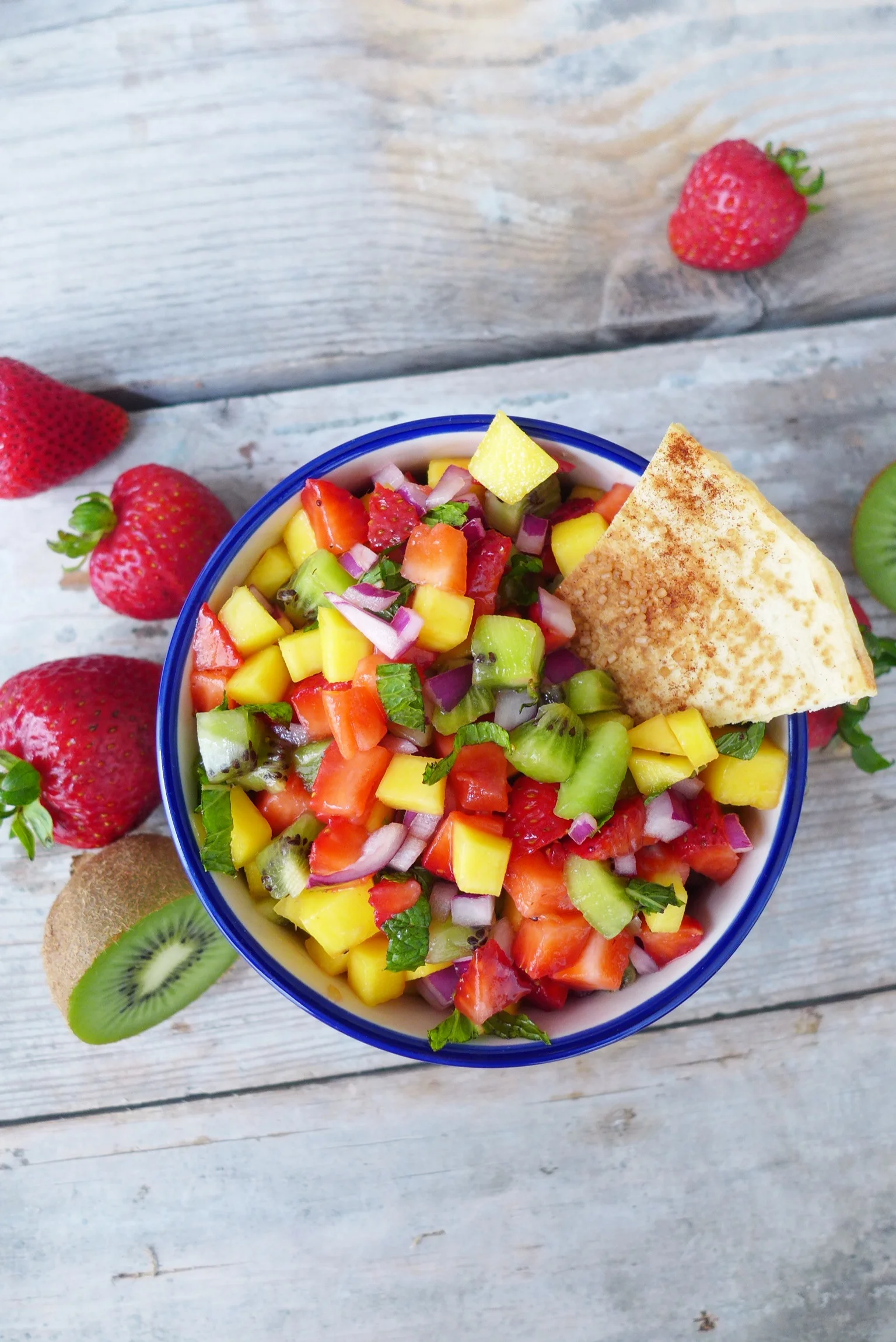 Summer Fruit Salsa with Homemade Cinnamon Chips