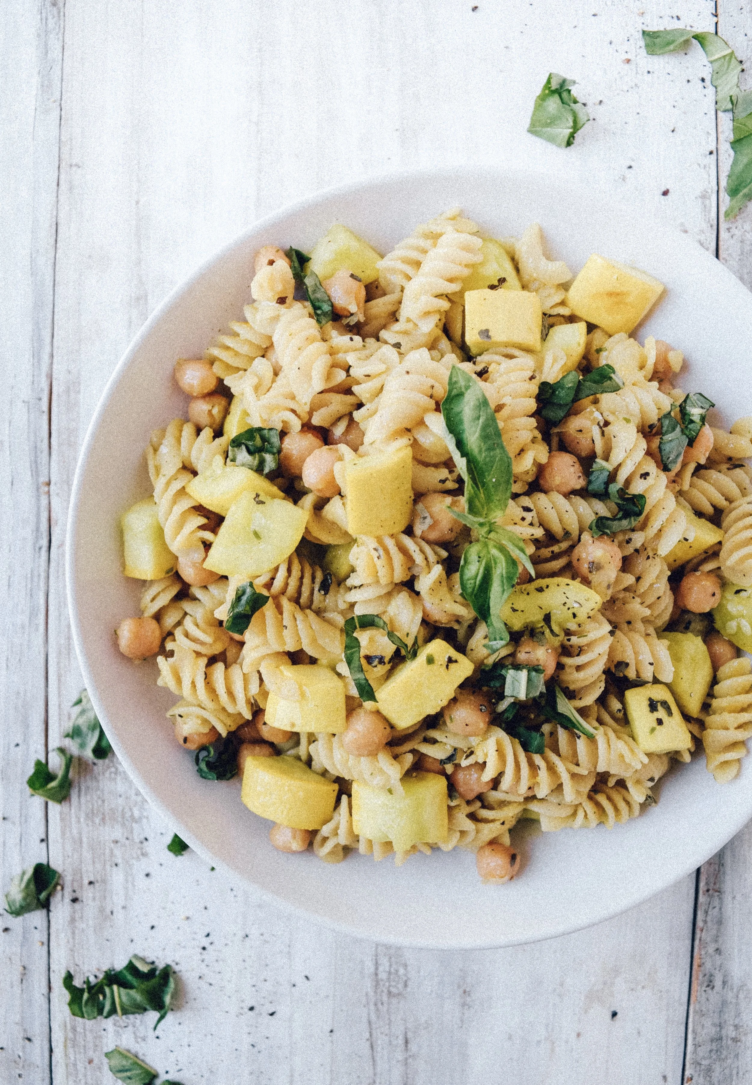 Simple Squash and Chickpea Rotini Pasta