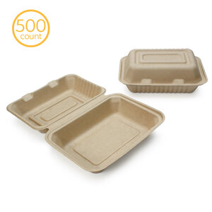 Sunnydongze 100% Compostable Disposable To Go Containers,Clamshell  Take Out Food Containers 9 * 6(75pack),Eco-Friendly Biodegradable made of  Sugar Cane Fibers: Industrial & Scientific