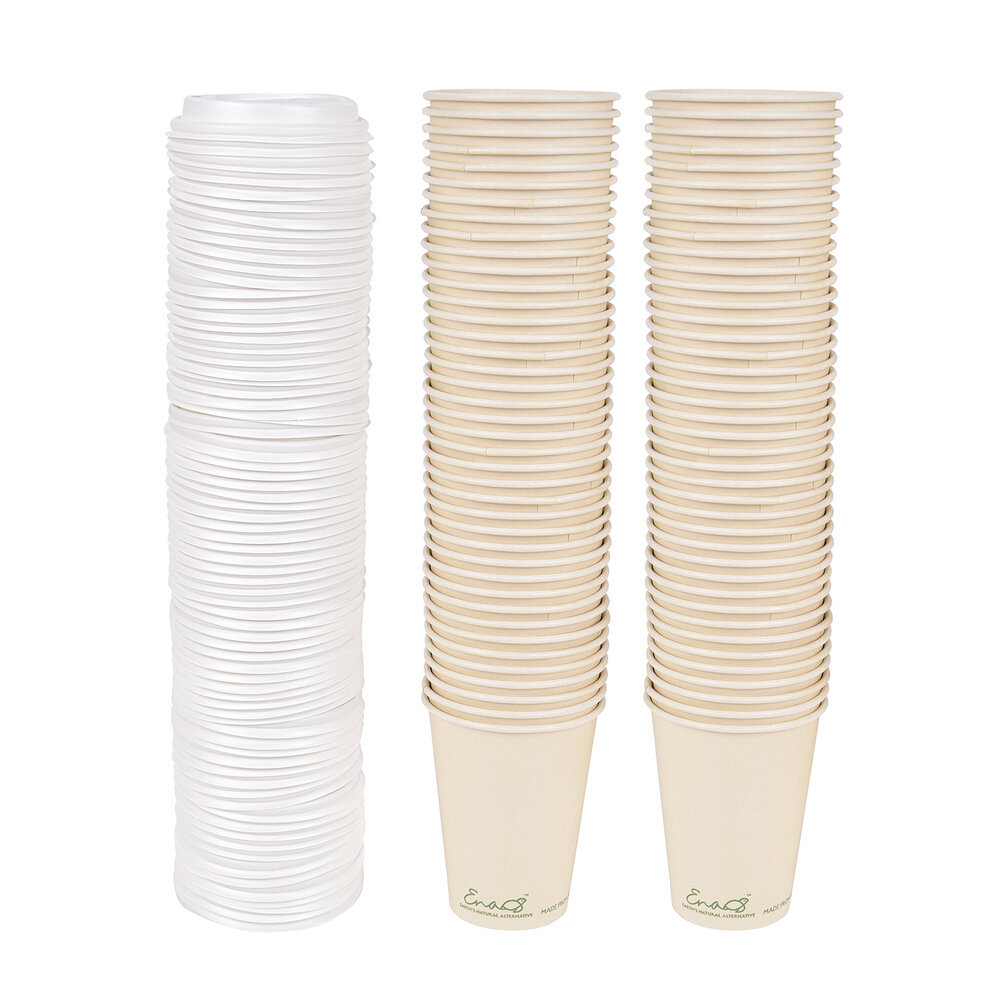100% Compostable Disposable Coffee Cups with Lids [12oz 80 Set] — Earth's  Natural Alternative®
