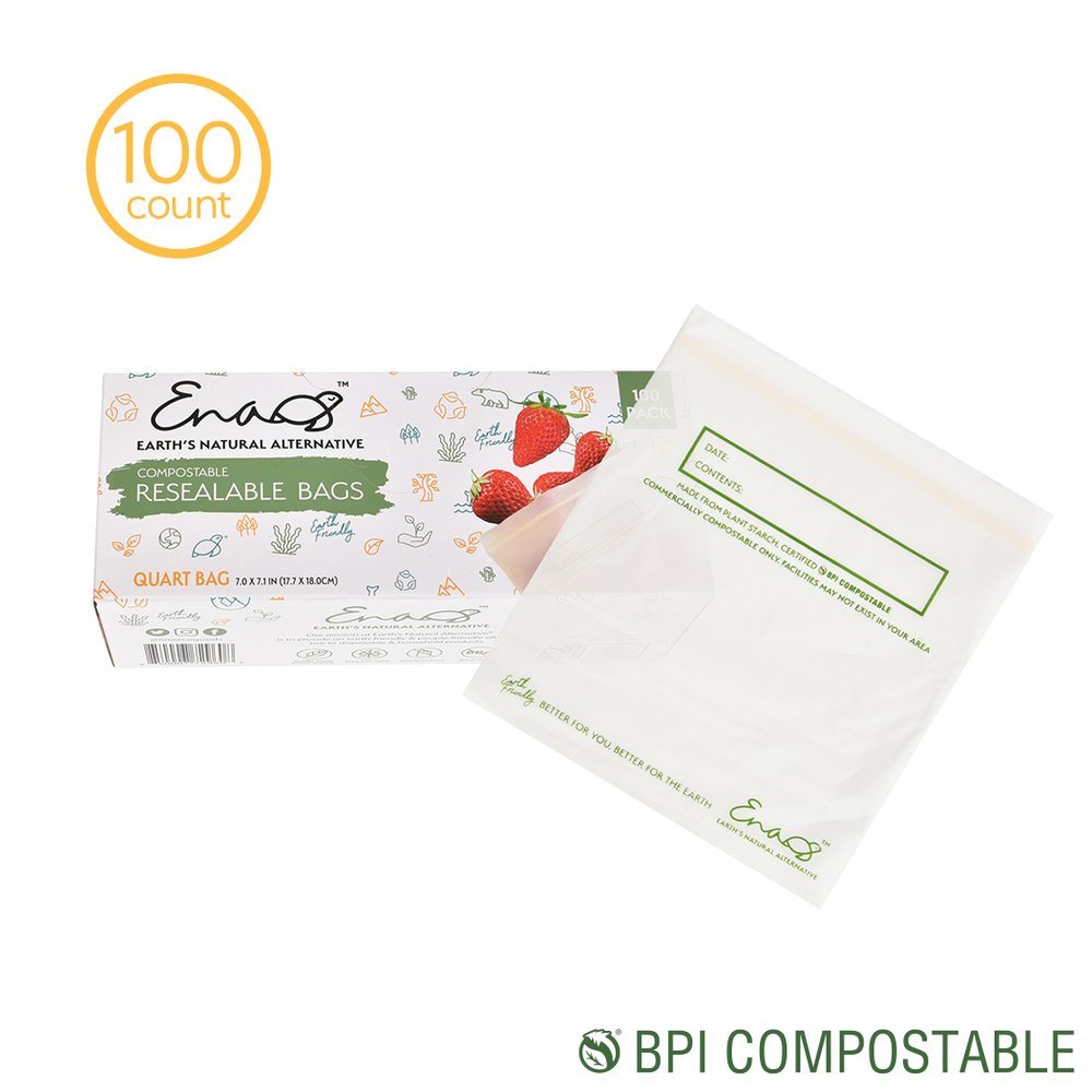 100% Compostable Food Storage Bags [Quart 100 Pack] — Earth's Natural  Alternative®