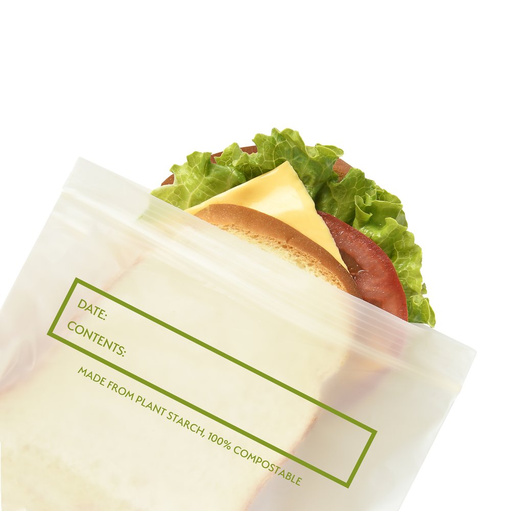 WRAPOK 100% Compostable Recycled Sandwich Bags Biodegradable Small Storage  Freezer Bag for School or Work, 50 Count