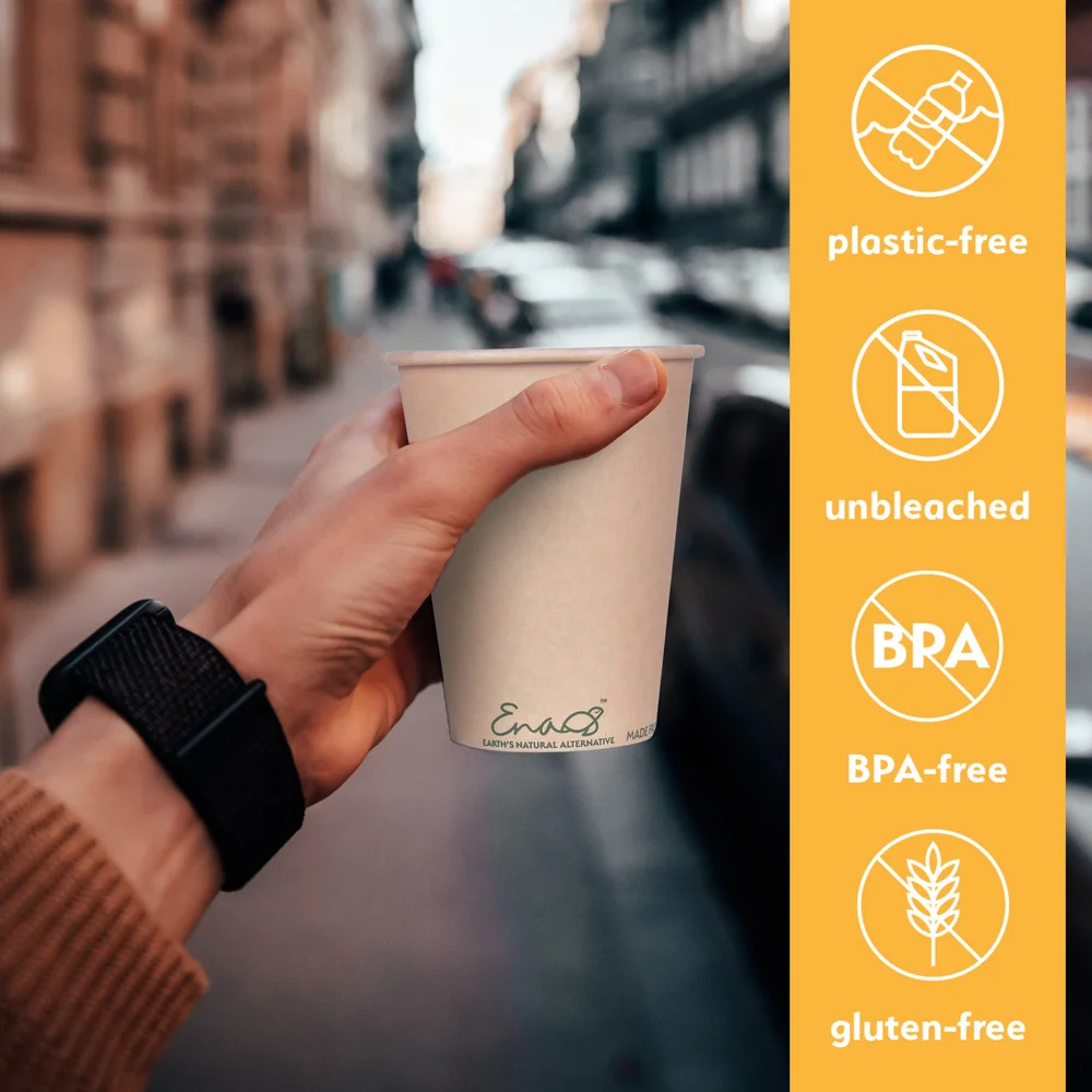 100% Compostable Disposable Coffee Cups [12oz 80 Pack]  Earth's Natural  Alternative