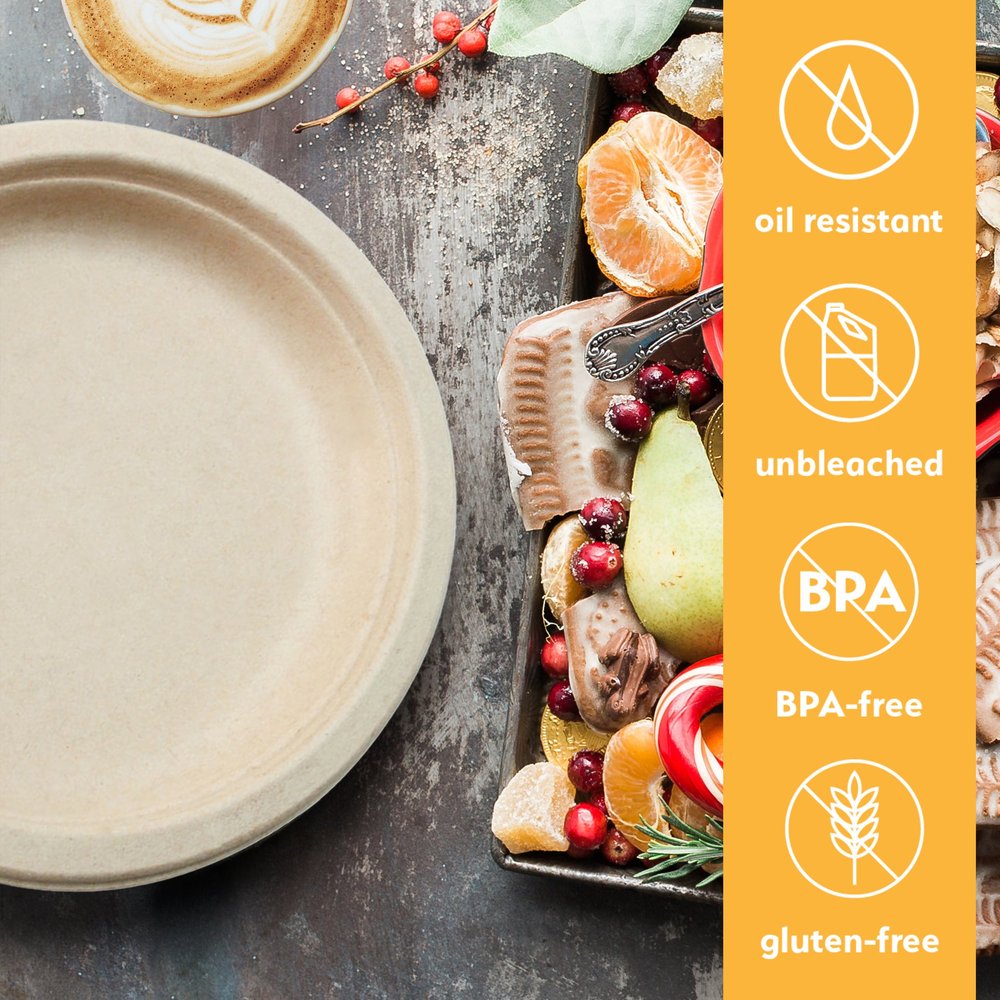 100% Compostable Disposable Paper Plates Bulk [9