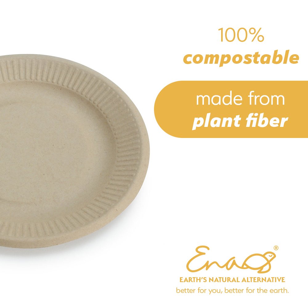 100% Compostable Disposable Paper Plates Bulk [6 1000 Pack], Bamboo Plates  — Earth's Natural Alternative®