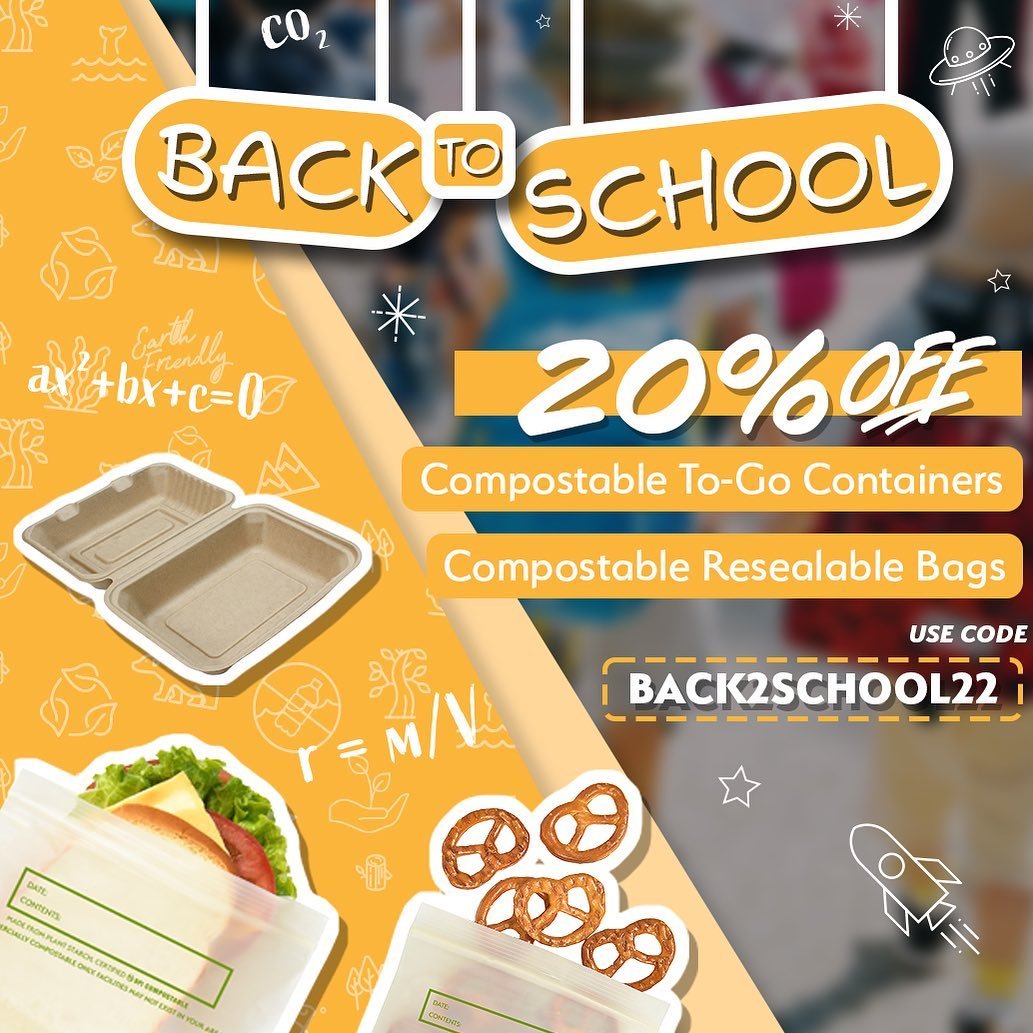 The 2022 Back to School Sale is now on! Enjoy 20% off on all to-go containers and resealable bags! 

Make your meal preparation easy to clean up and free your hands from washing dishes. Compared to plastic containers, our eco-friendly products reduce