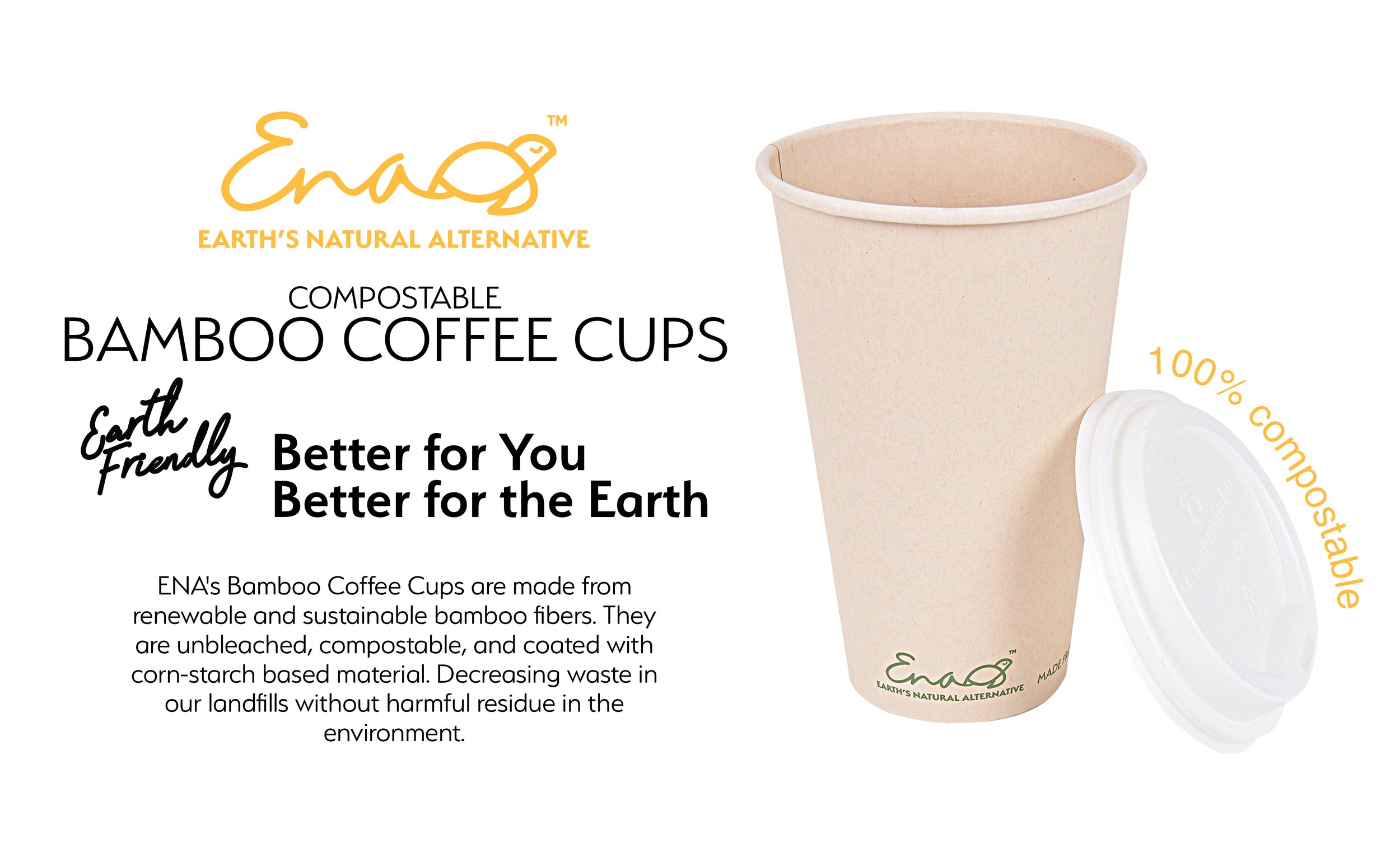100% Compostable Disposable Coffee Cups with Lids 16oz 80 Set Paper Cups Made.. 850007729349 
