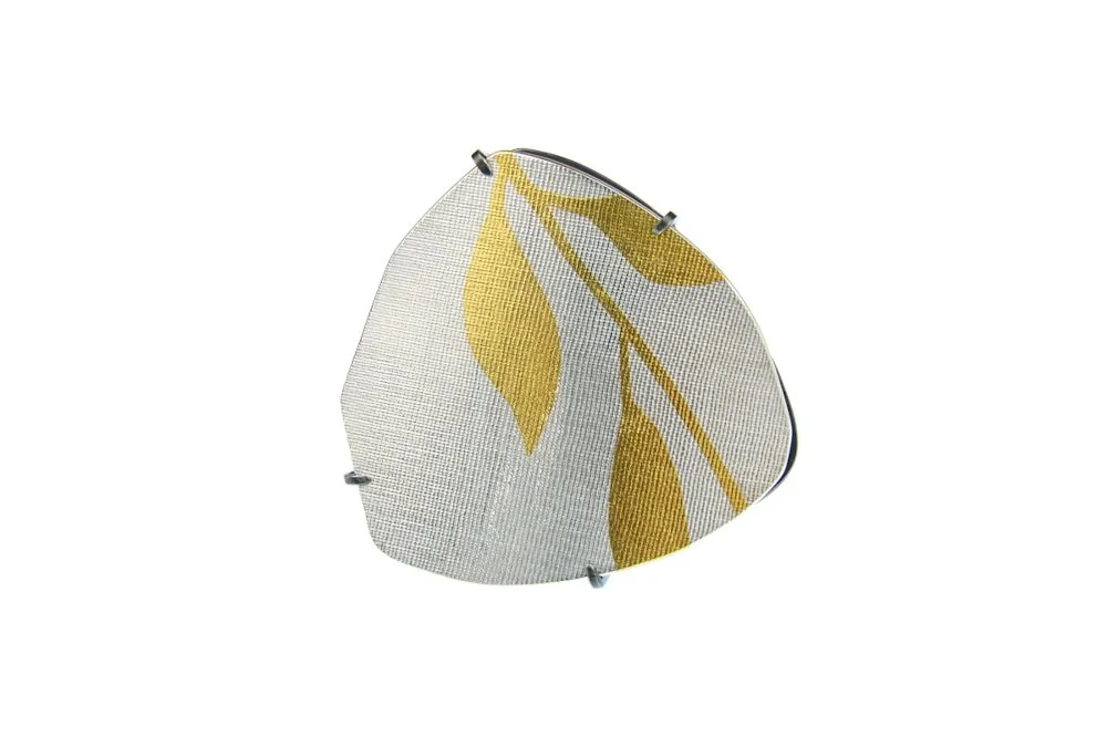 Delicate Olive Branch Brooch in Silver and Gold