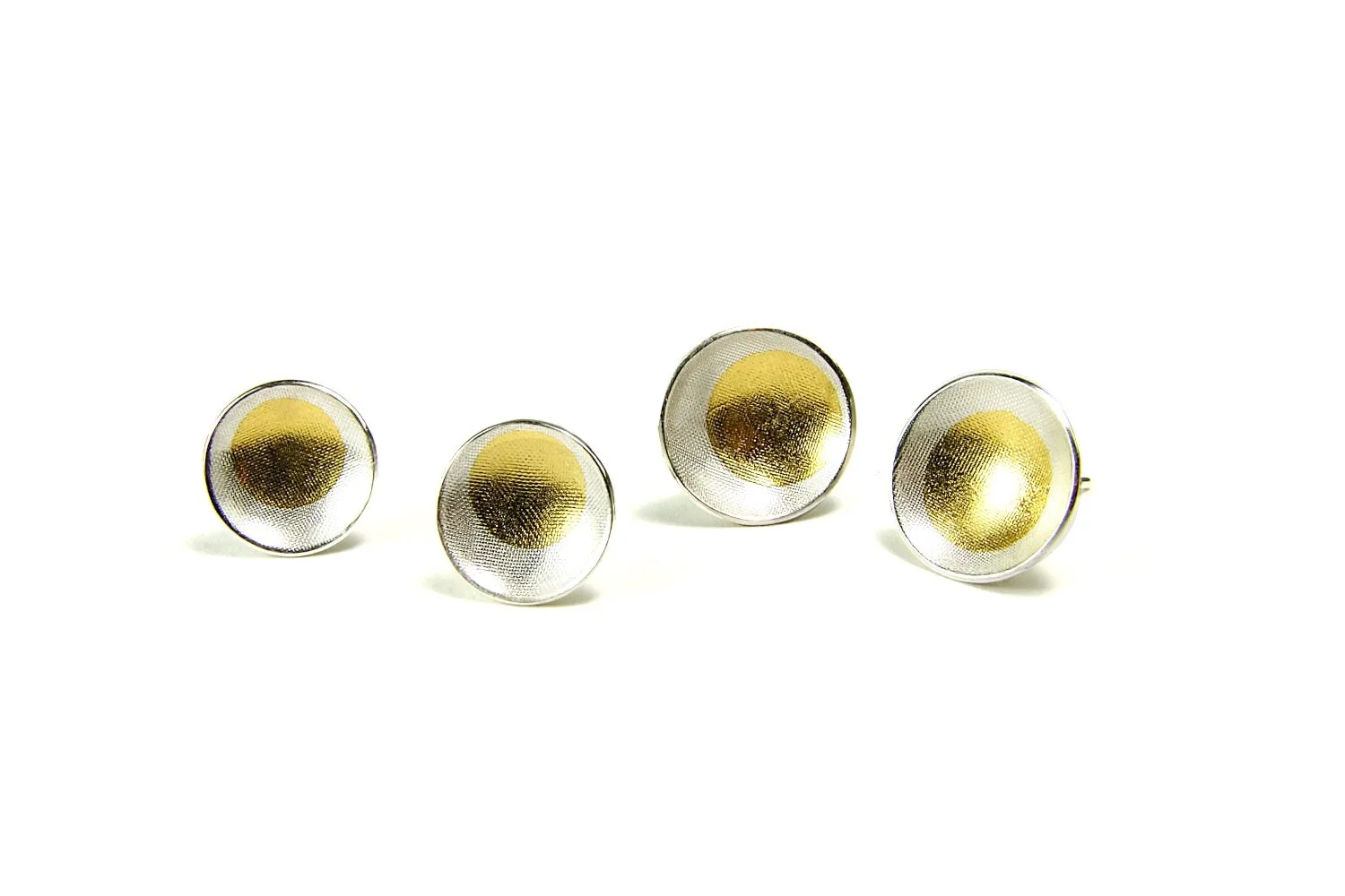 Domed Silver and Gold Ear Studs
