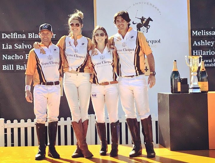 Winning Veuve Clicquot teammates Bill Ballhaus, Delfina Blaquier, Lia Salvo and Nacho Figueras.