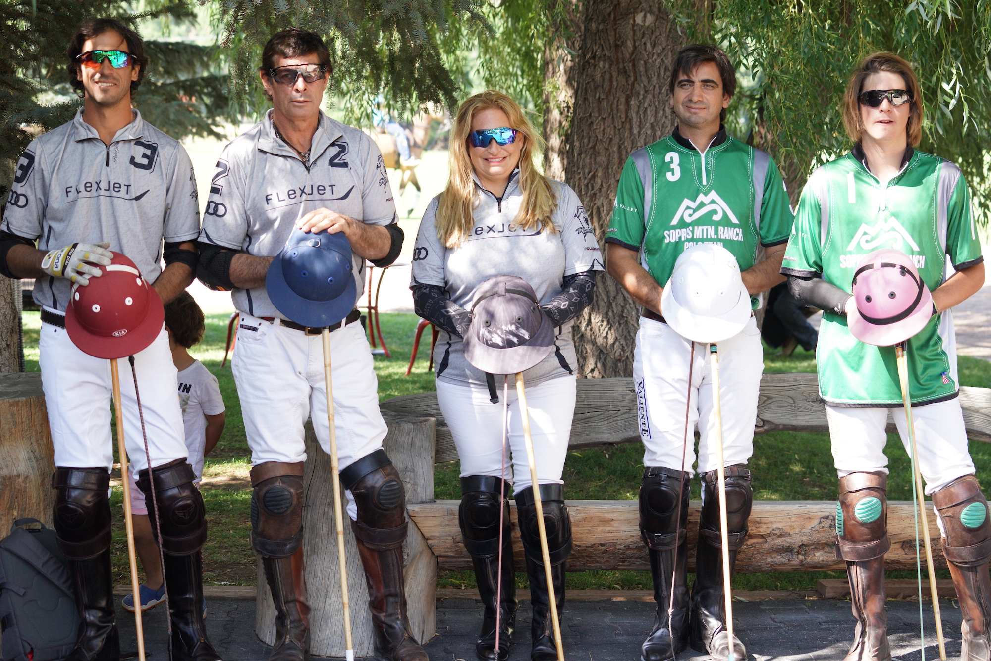Flexjet's Alejandro Novillo Astrada, Juan Bollini and Melissa Ganzi, Pablo Spinacci and Santos Bollini of Sopris Mountain Ranch.
