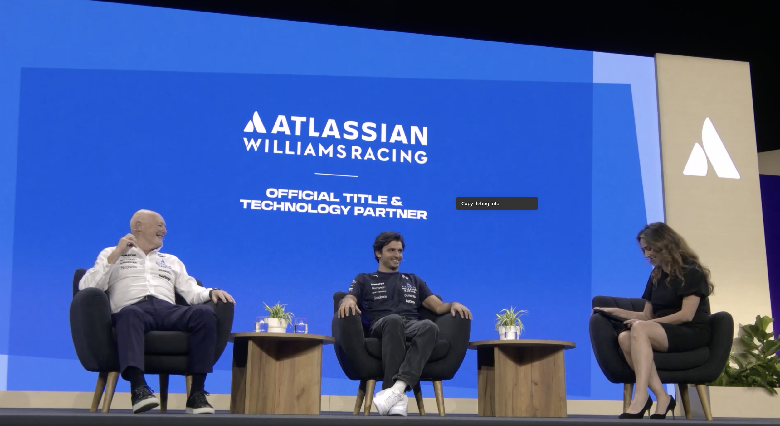  Peter Kenyon and Carlos Sainz, Atlassian Williams Racing in Barcelona 