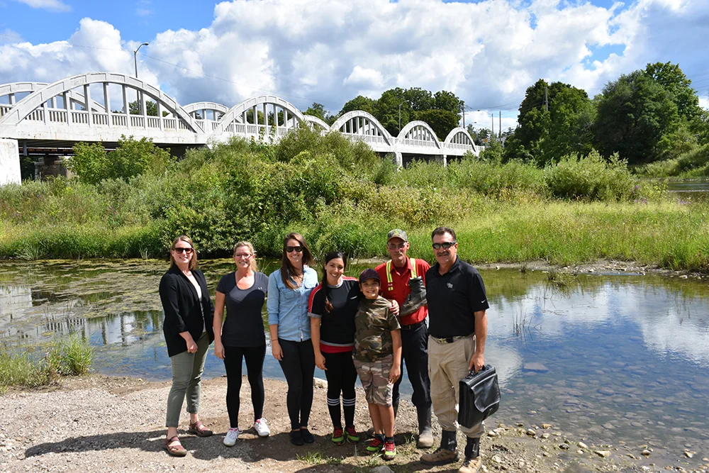 “Happy group ready to walk” From left: Erica Stolp, Kim Robichaud, Katie Skinner, Tanya Almeida and son Romeo, Rick Crawford and Dan Thorne