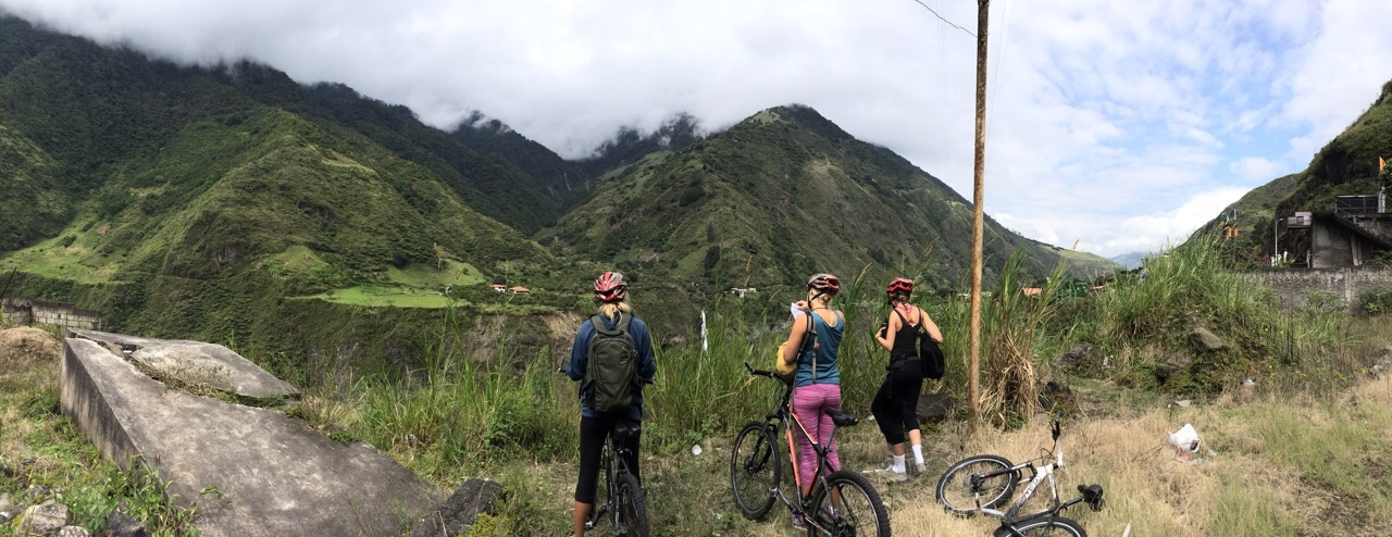 Babes biking around Baños, Ecuador