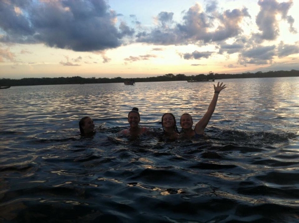 Swimming away in the Amazong...I can't imagine experiencing South America without these girls!