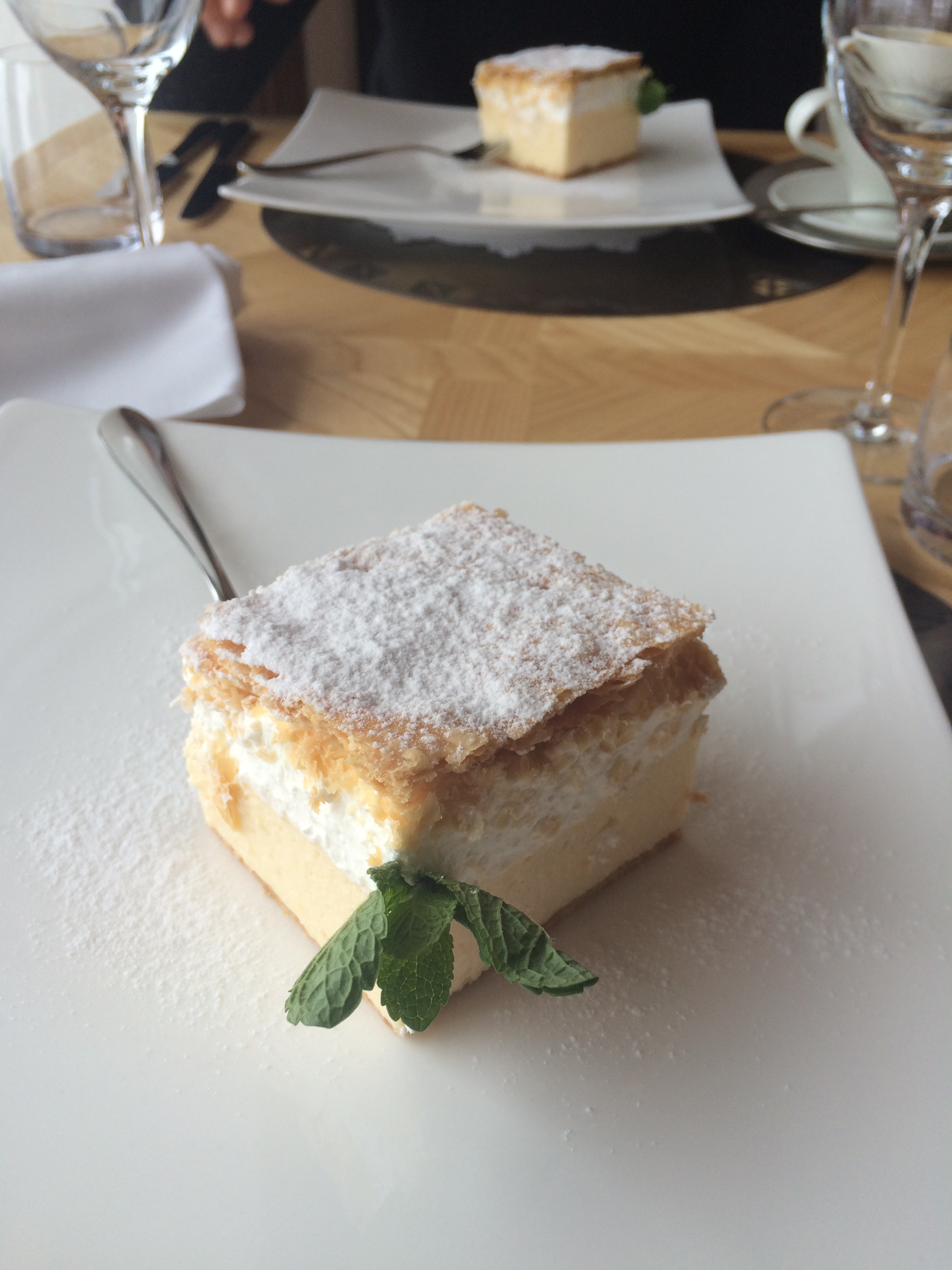 Original Bled Cream Cake at the Lake Bled Restaurant.