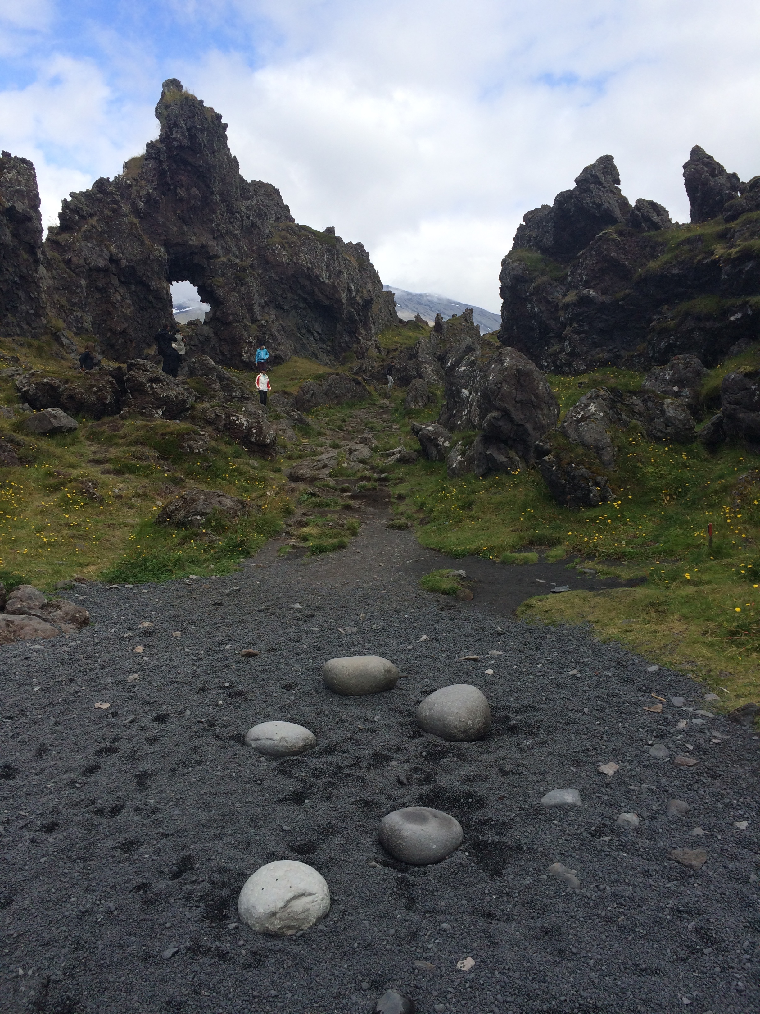 The famous lifting stones at the black sand beach of Djúpalónssandur. 