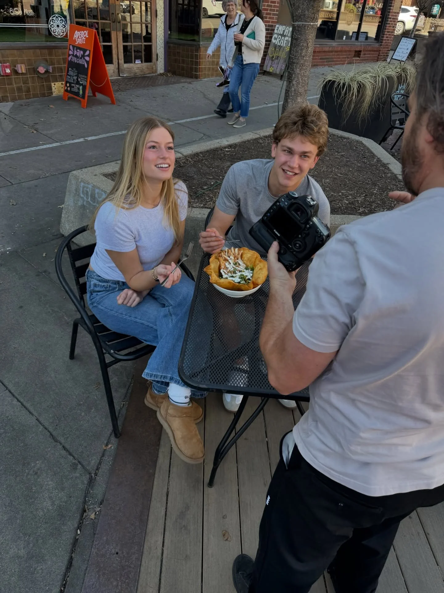 Thankfully Carson&rsquo;s mom captured these BTS photos of Ellie and Carson with our Taco Salad. We&rsquo;ve asked her to be second shooter this coming month, but haven&rsquo;t heard back. 

Patio weather has returned, grab a friend or two and enjoy 