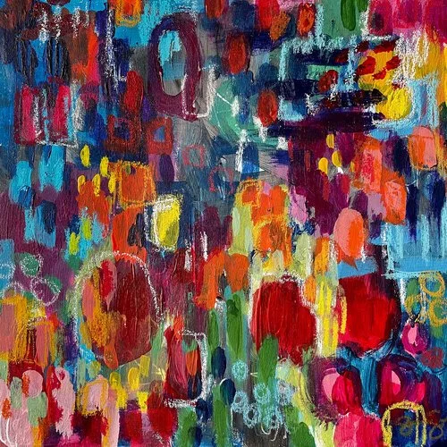 "Tangerine Dream" 8x8 Original Abstract Painting on Wood Panel