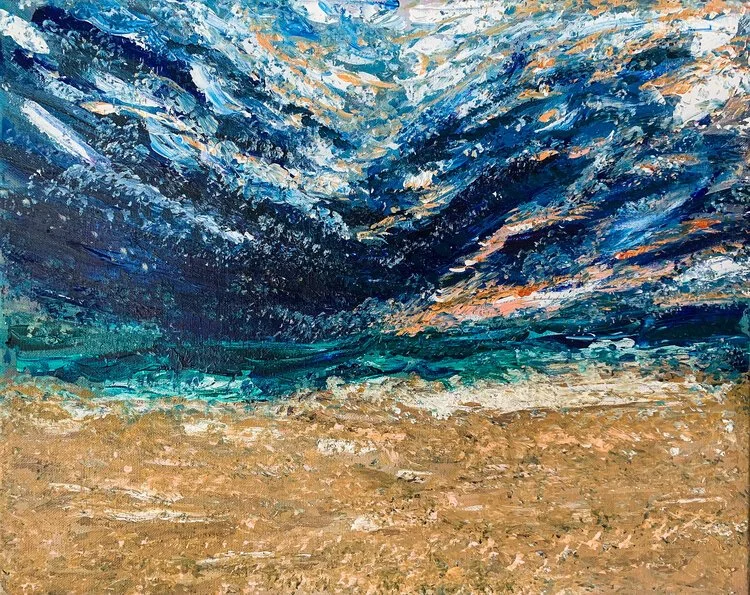 Where the Storm Meets the Sea 16x20 Acrylic on Canvas