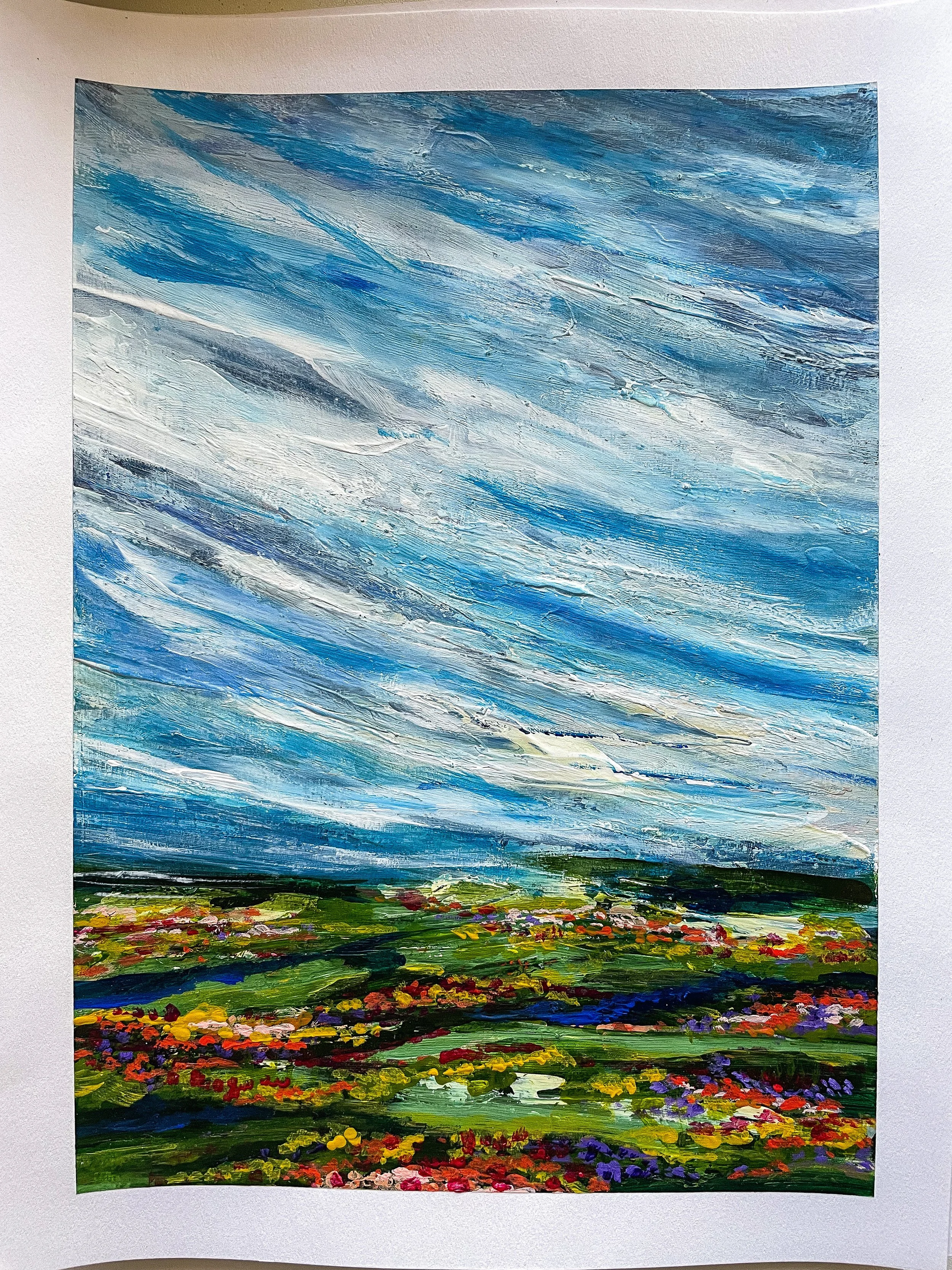 Where the Wildflowers Grow 1, 9x12 Acrylic on Paper