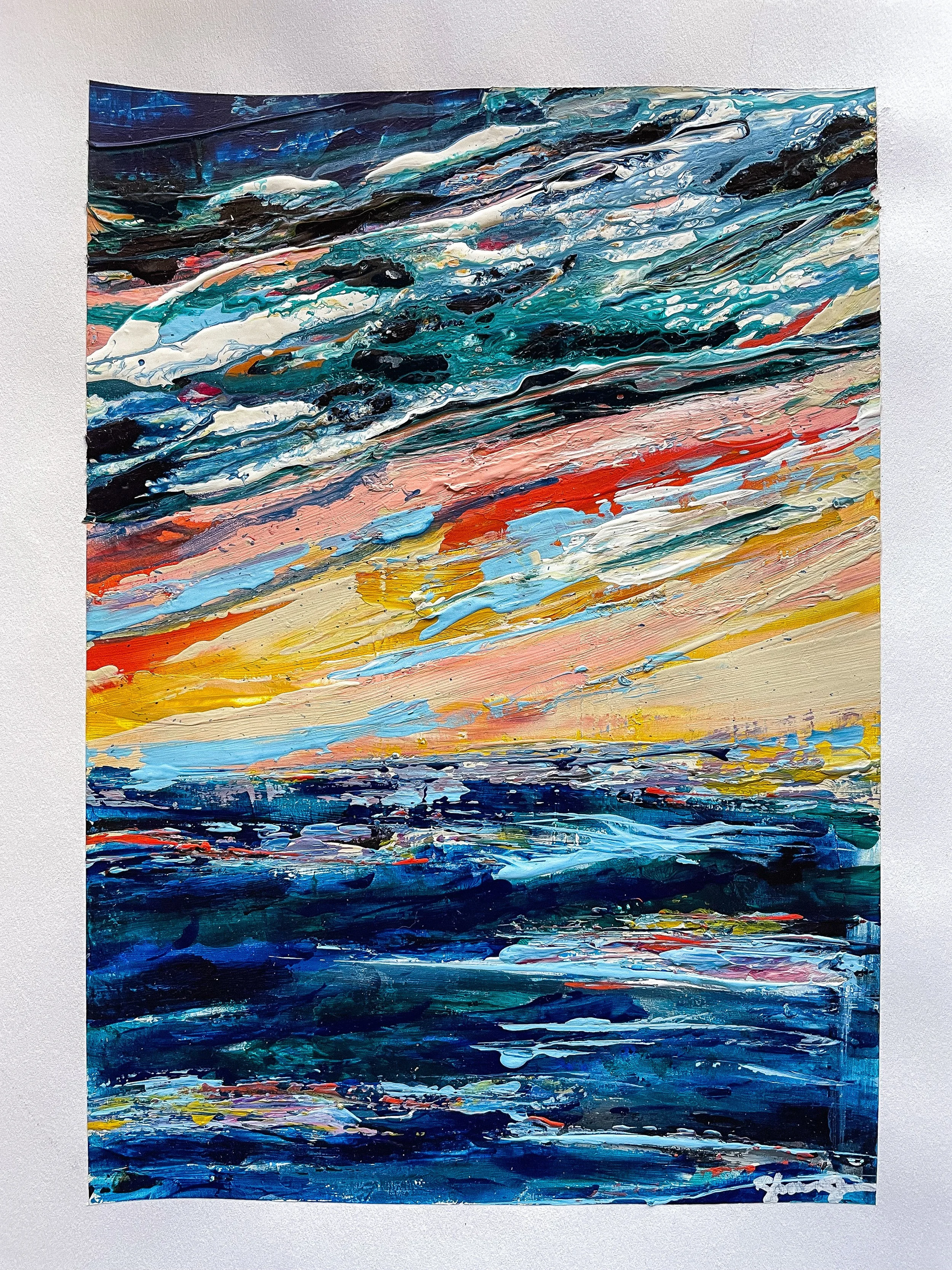 Sunset on the Shore, 9x12 Acrylic on Paper